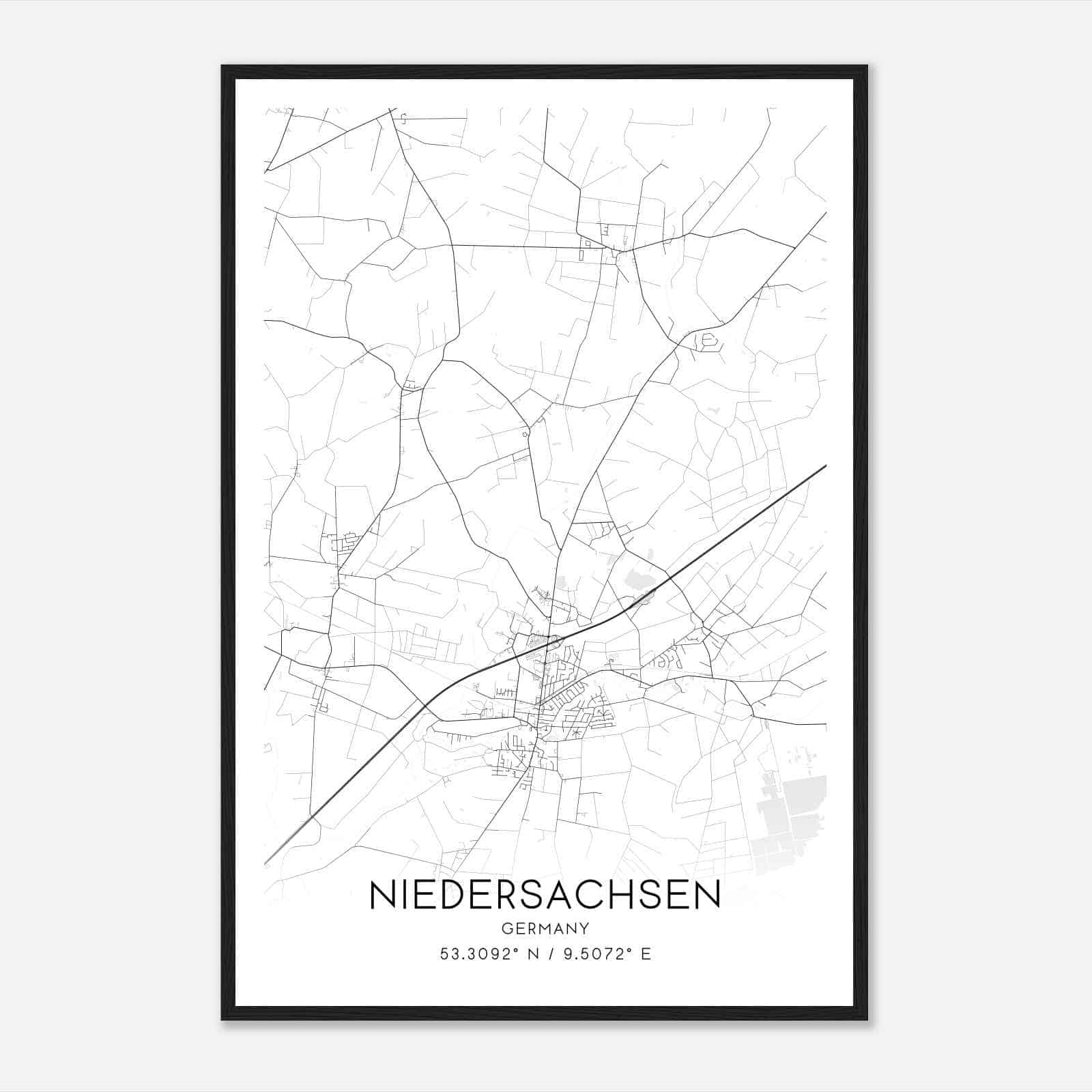 Sittensen Germany Map Poster, Modern Home Decor Wall Art Print