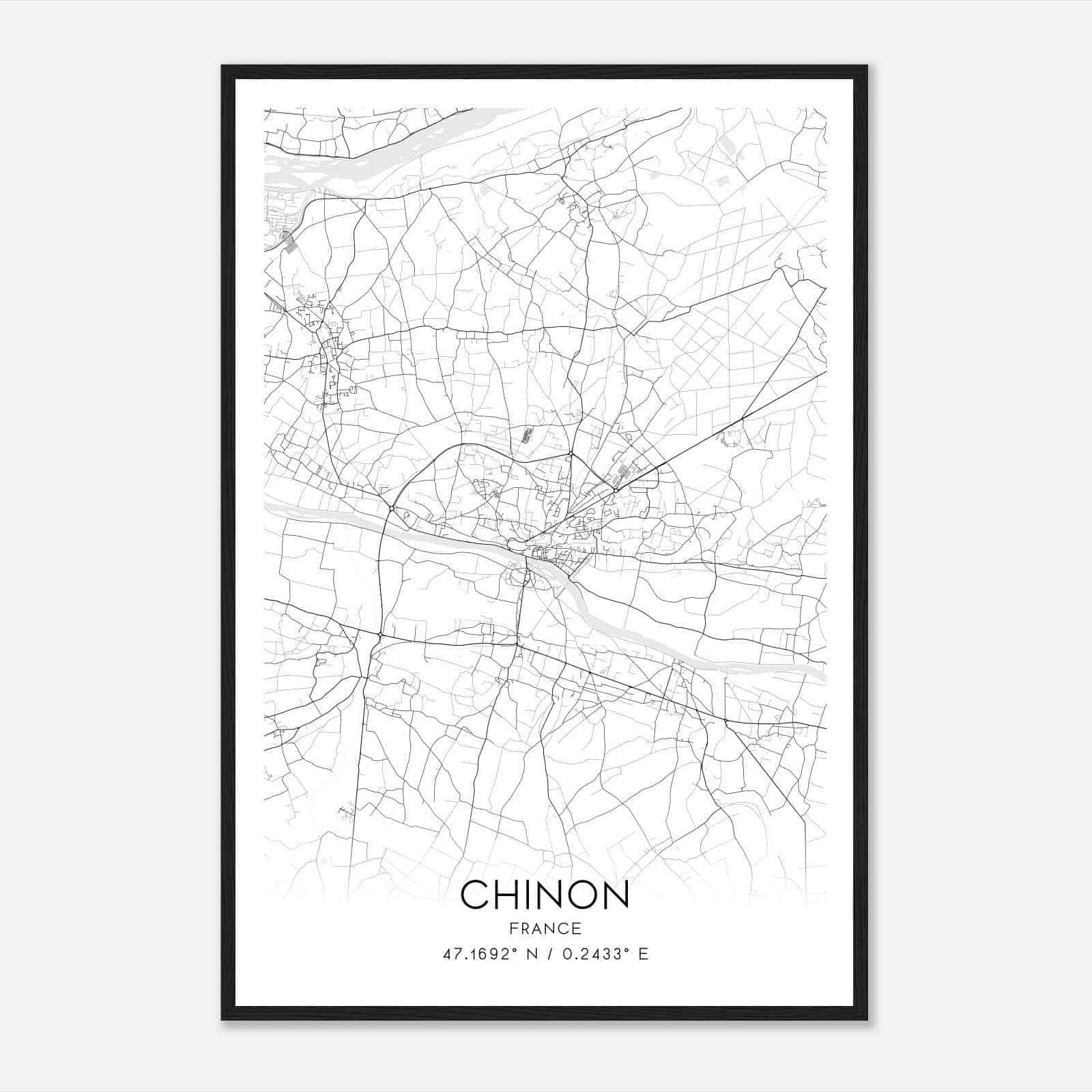 Chinon France Map Poster, Modern Home Decor Wall Art Print