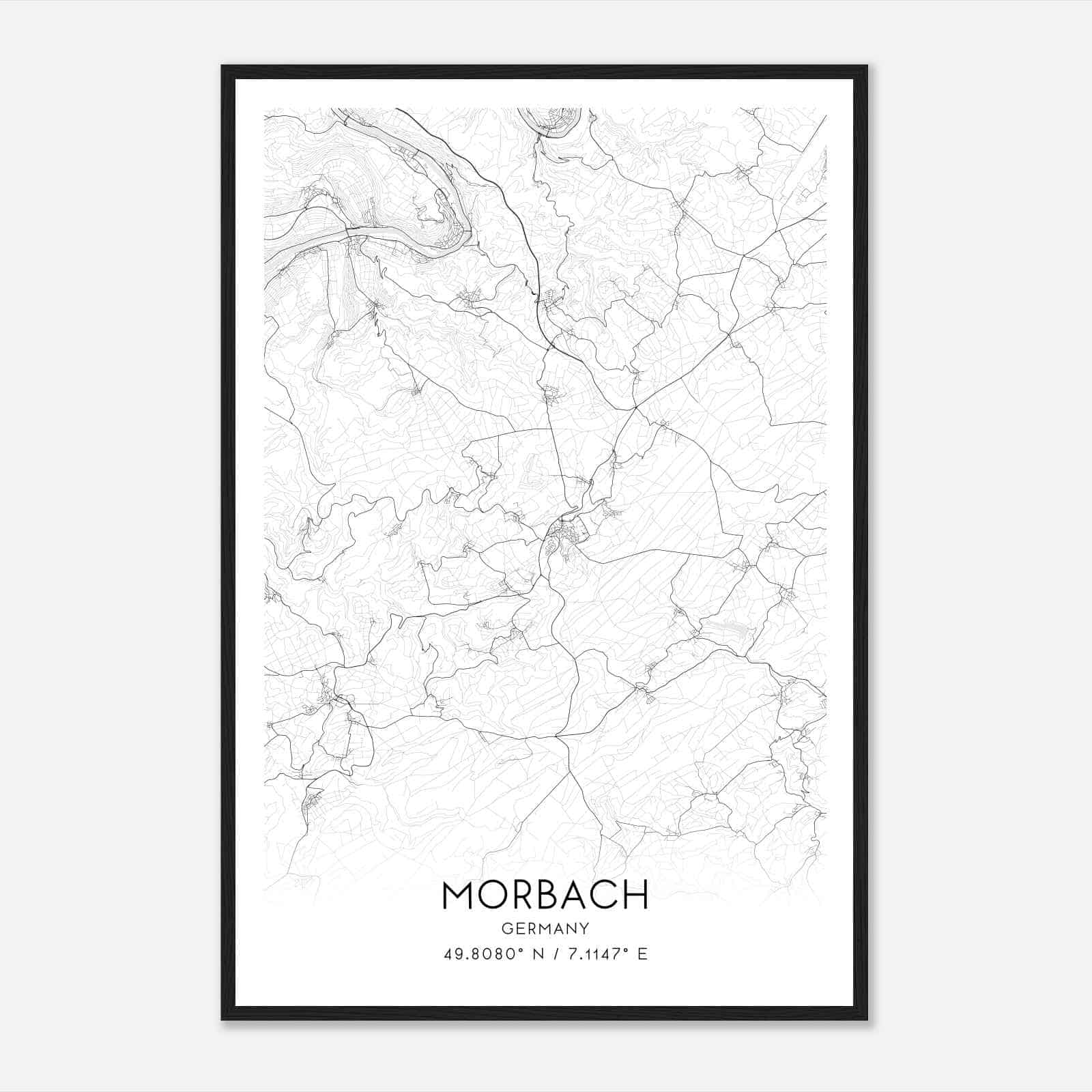 Morbach Germany Map Poster, Modern Home Decor Wall Art Print