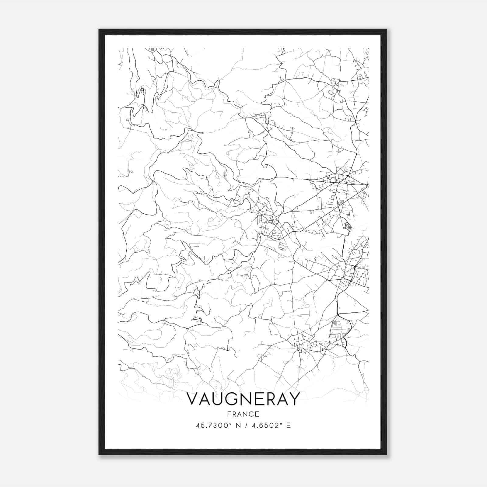 Vaugneray France Map Poster, Modern Home Decor Wall Art Print