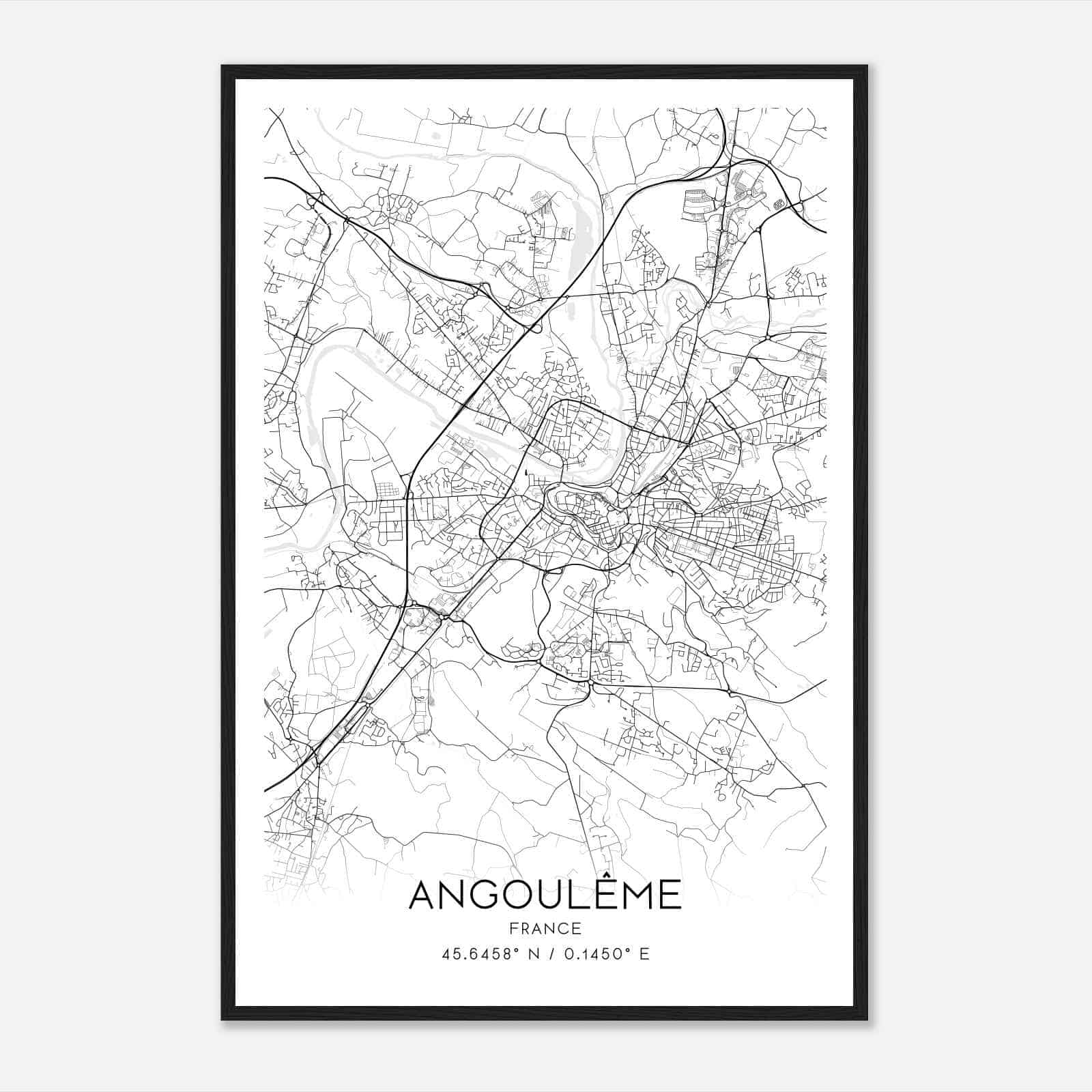 Angouleme France Map Poster, Modern Home Decor Wall Art Print