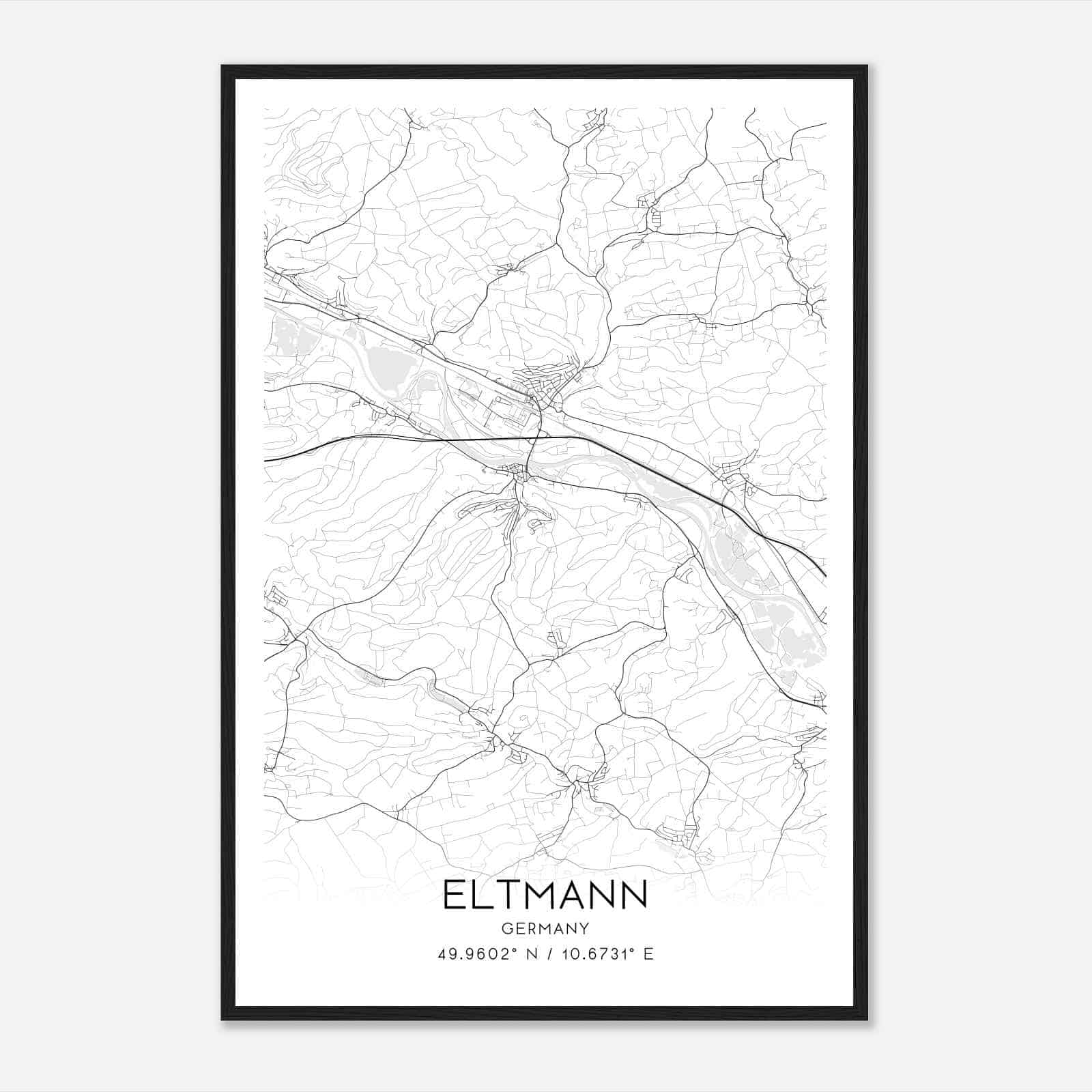 Eltmann Germany Map Poster, Modern Home Decor Wall Art Print