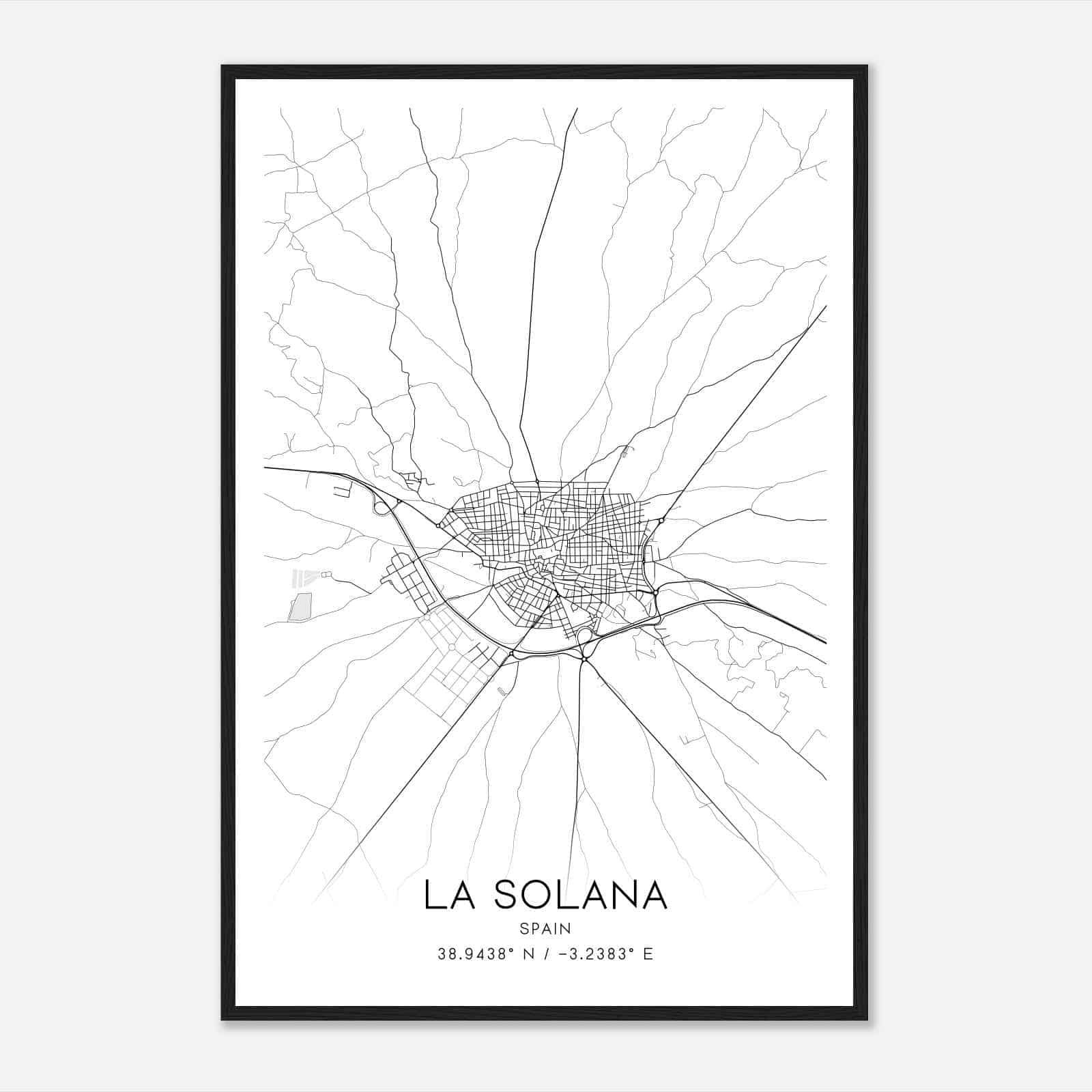 La Solana Spain Map Poster, Modern Home Decor Wall Art Print La Solana Spain Map Poster, Modern Home Decor Wall Art Print
