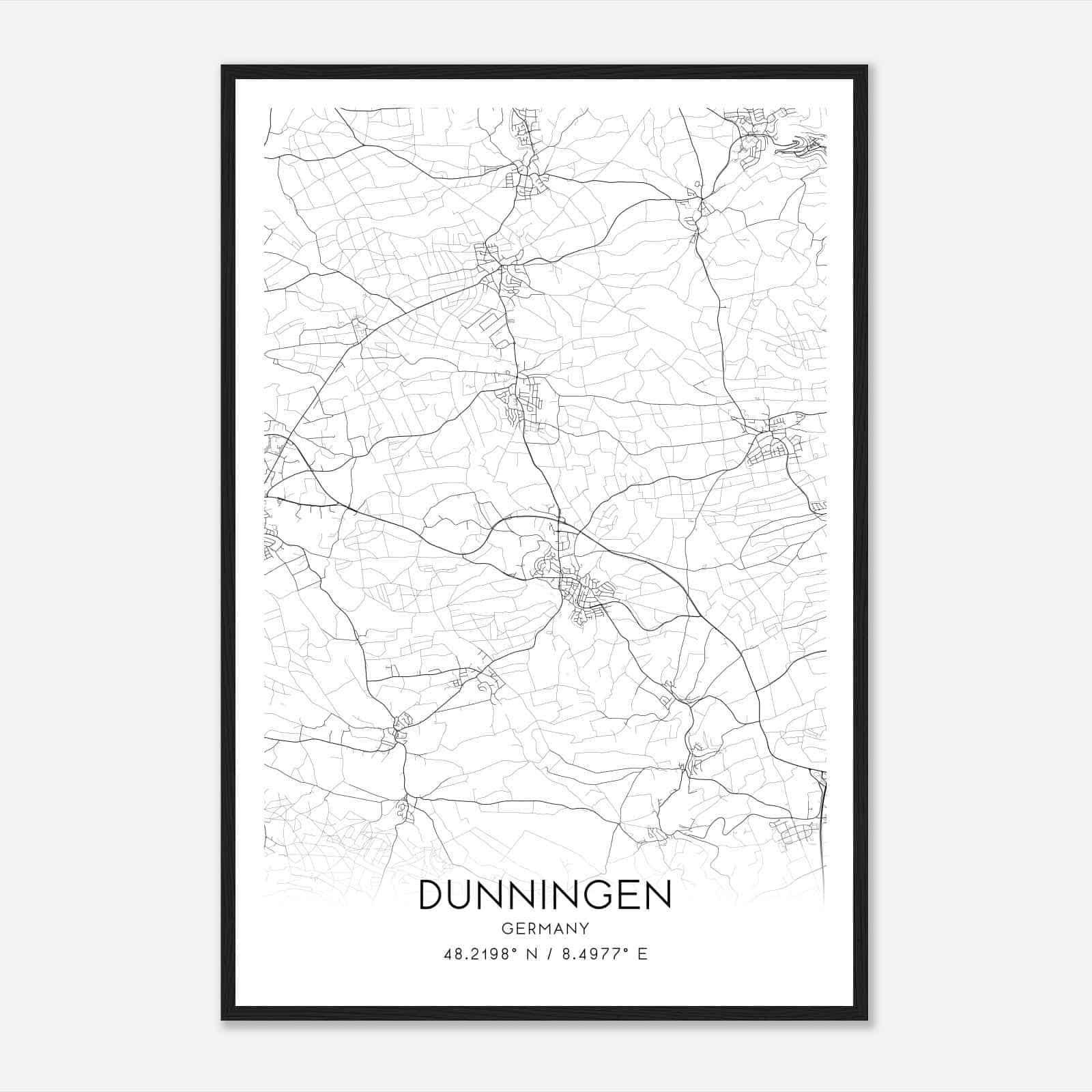 Dunningen Germany Map Poster, Modern Home Decor Wall Art Print