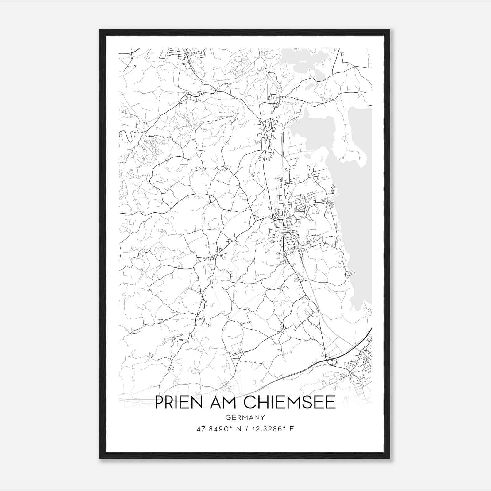 Prien am Chiemsee Germany Map Poster, Modern Home Decor Wall Art Print
