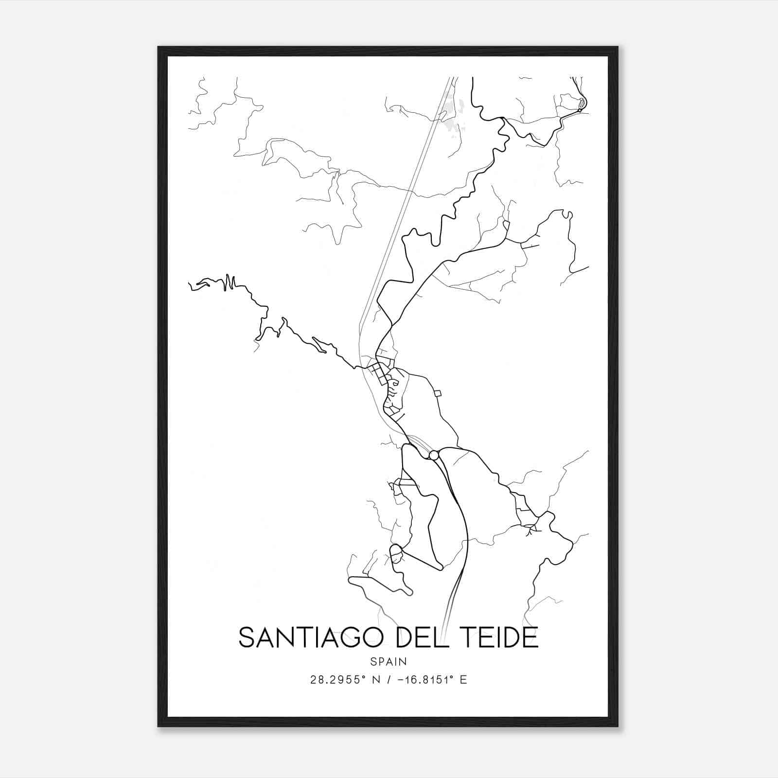 Santiago del Teide Spain Map Poster, Modern Home Decor Wall Art Print