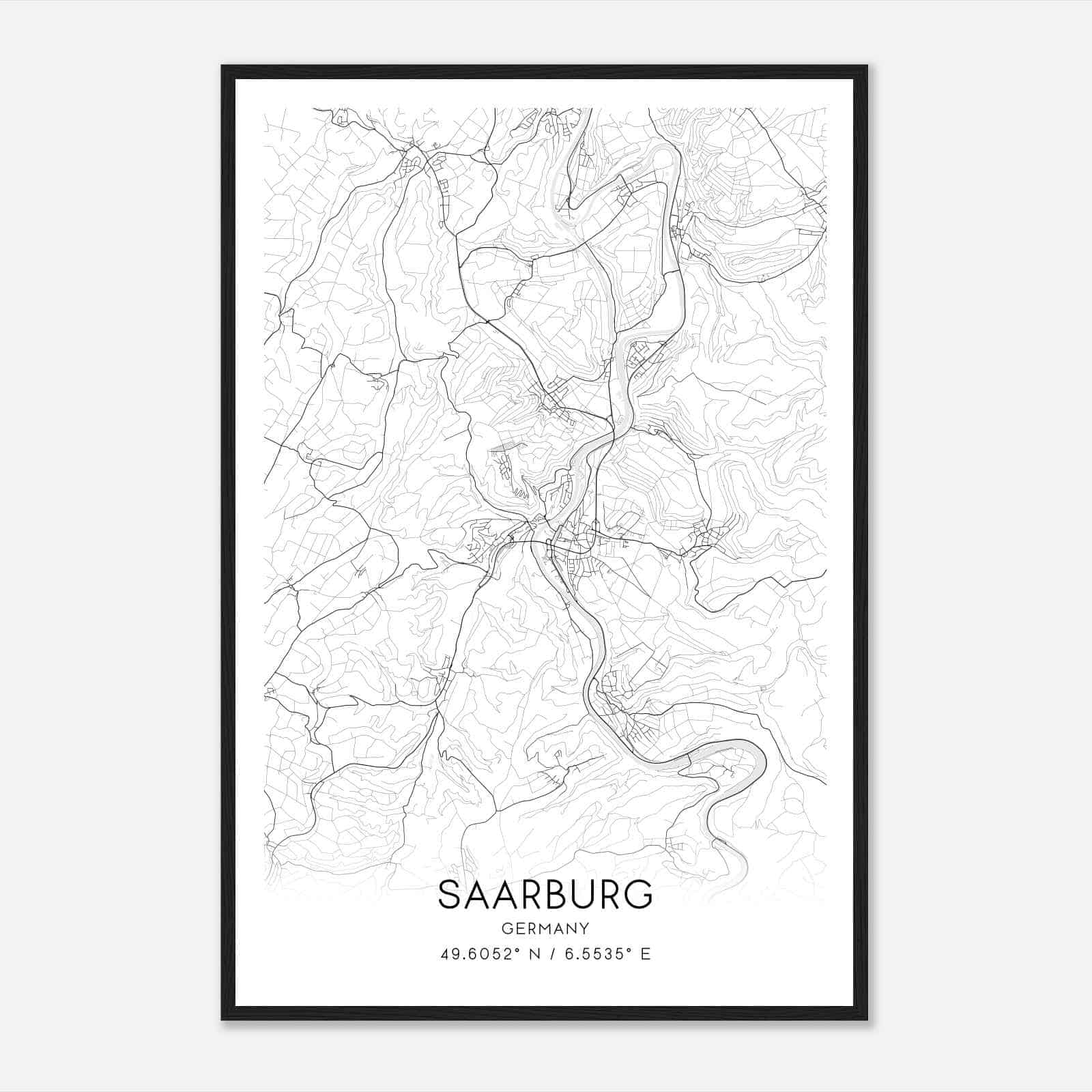 Saarburg Germany Map Poster, Modern Home Decor Wall Art Print