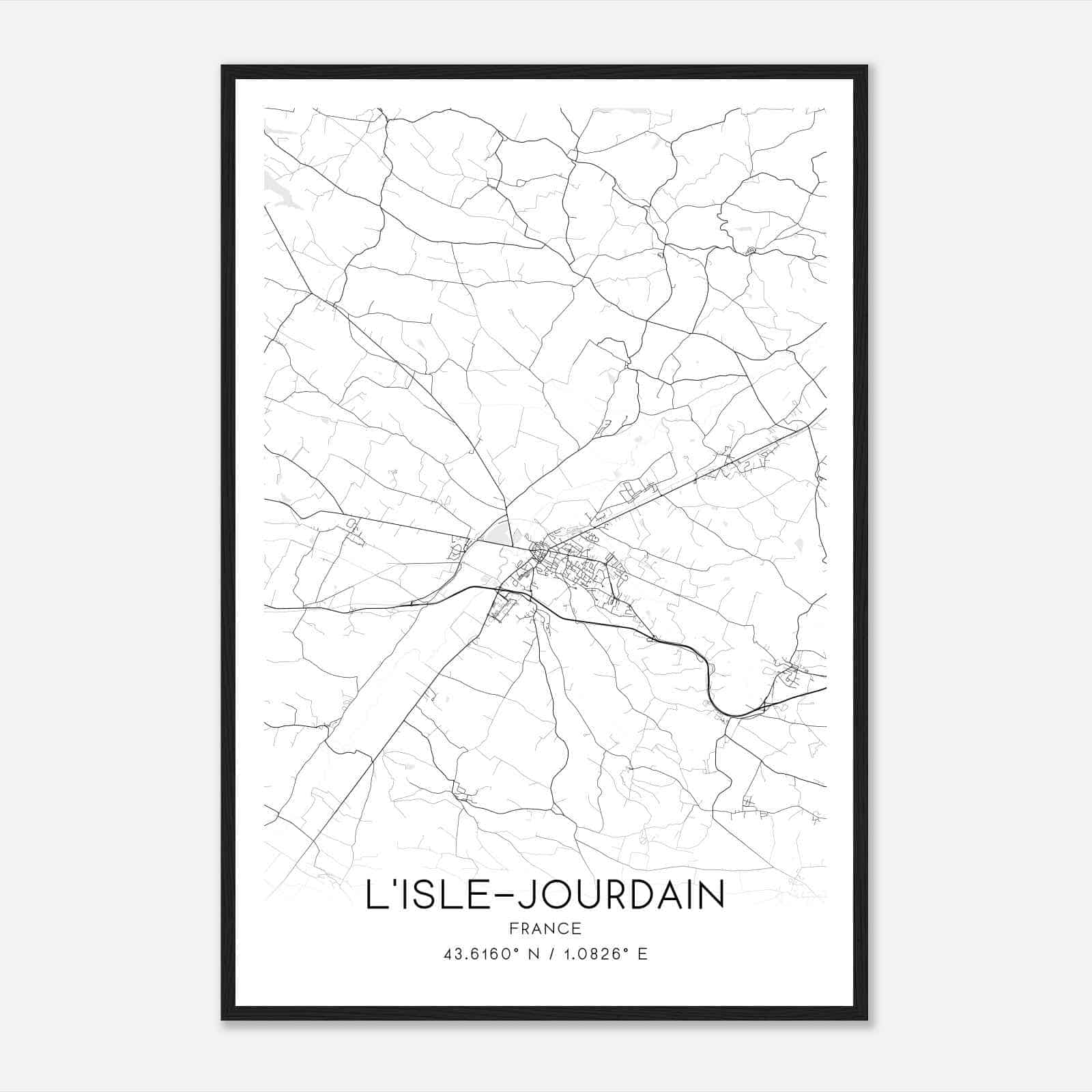 L’Isle-Jourdain France Map Poster, Modern Home Decor Wall Art Print