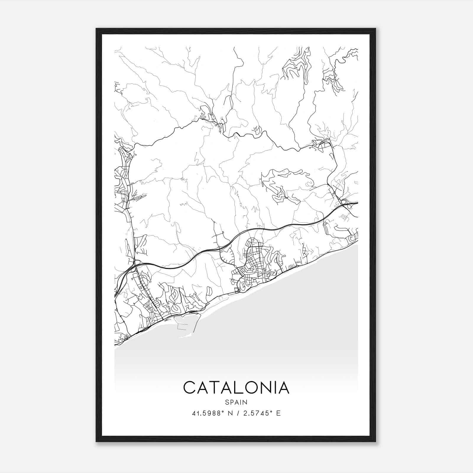 Canet de Mar Spain Map Poster, Modern Home Decor Wall Art Print