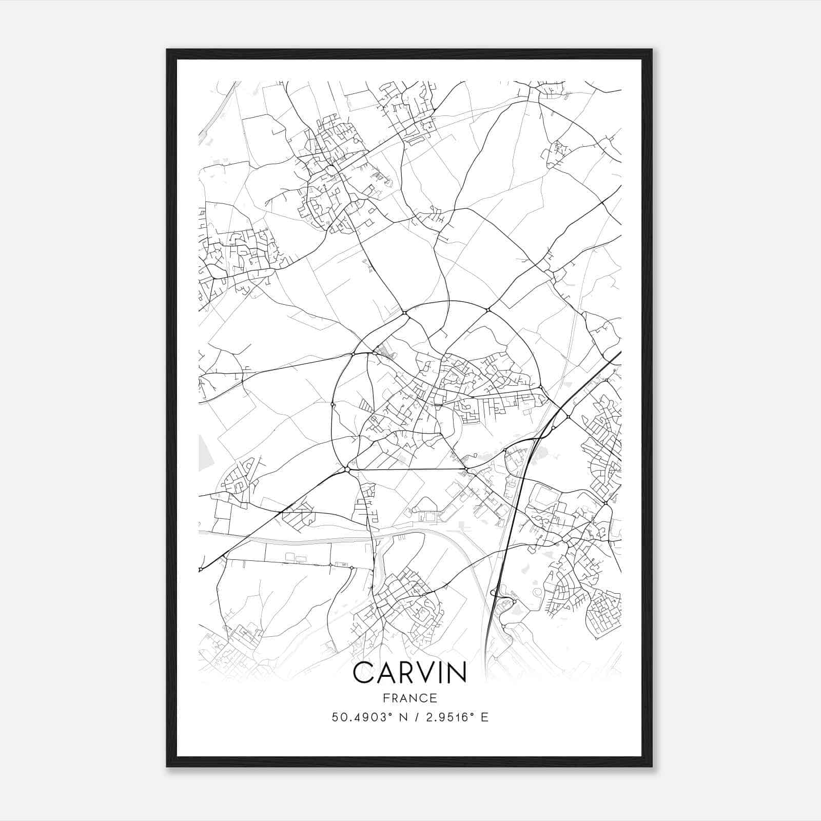 Carvin France Map Poster, Modern Home Decor Wall Art Print