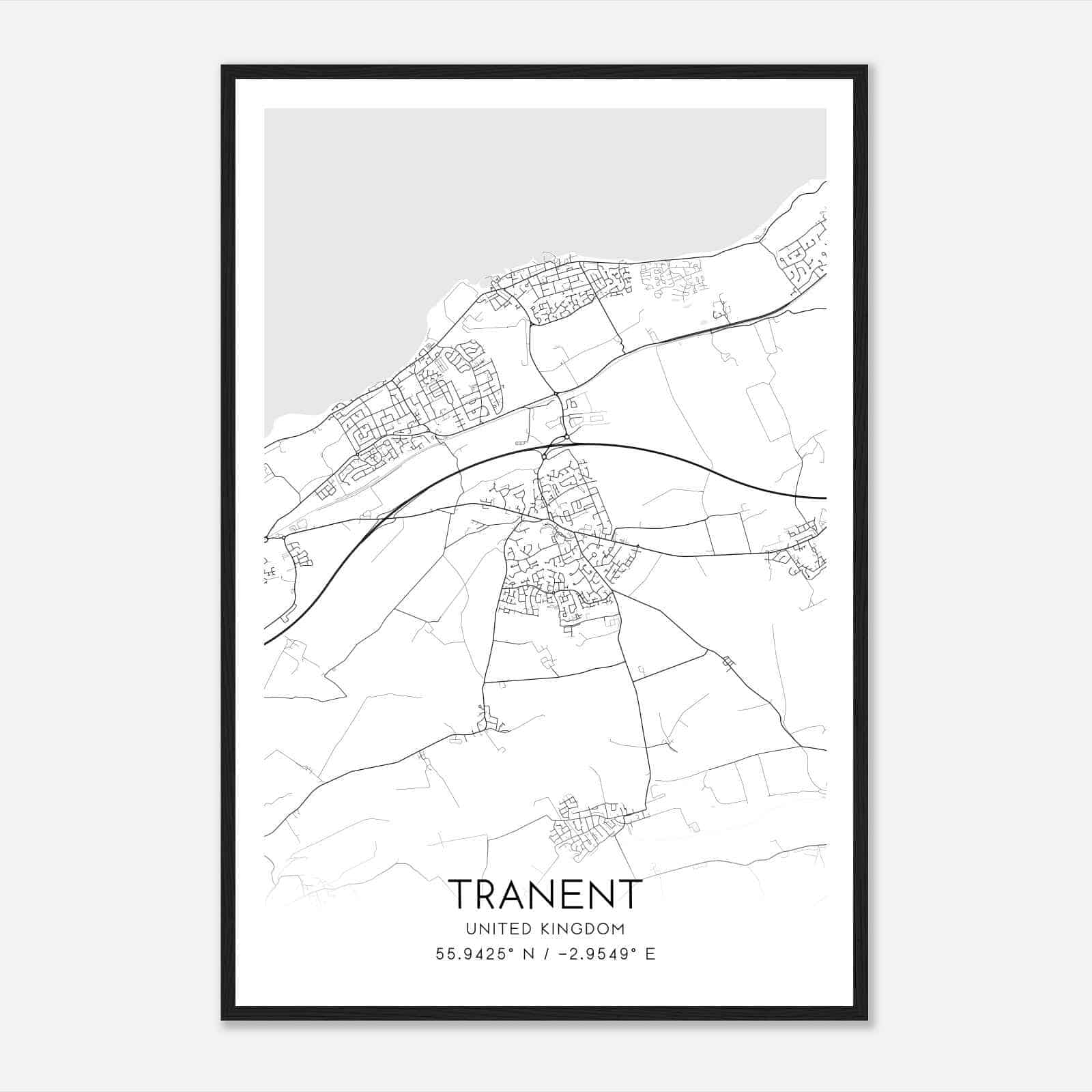 Tranent United Kingdom Map Poster, Modern Home Decor Wall Art Print