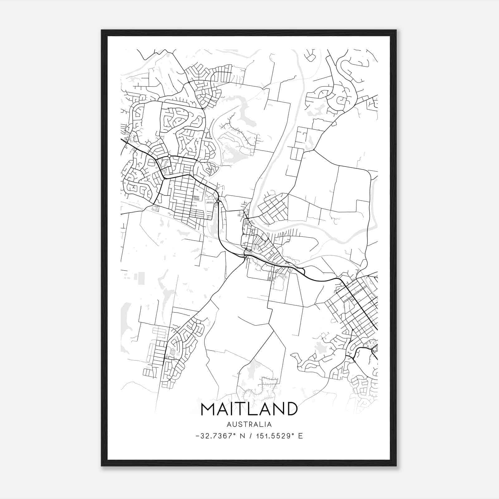 Maitland Australia Map Poster, Modern Home Decor Wall Art Print