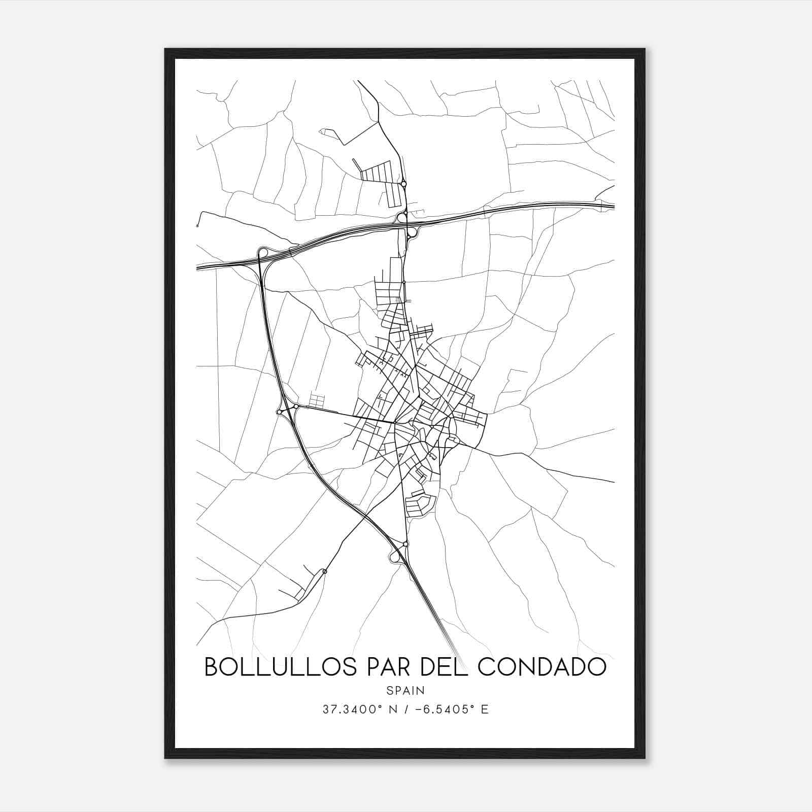 Bollullos par del Condado Spain Map Poster, Modern Home Decor Wall Art Print