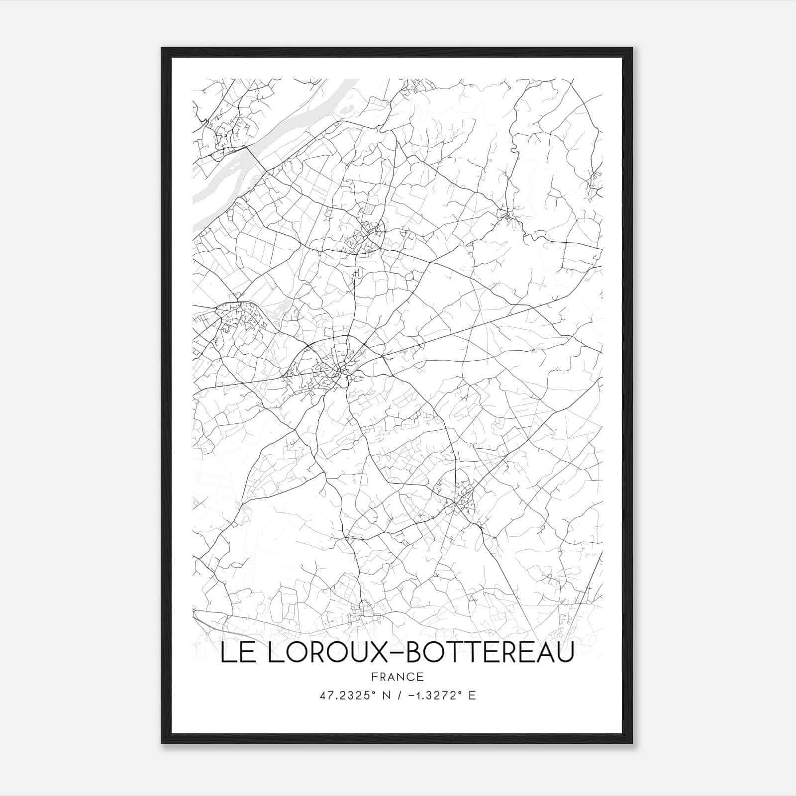 Le Loroux-Bottereau France Map Poster, Modern Home Decor Wall Art Print