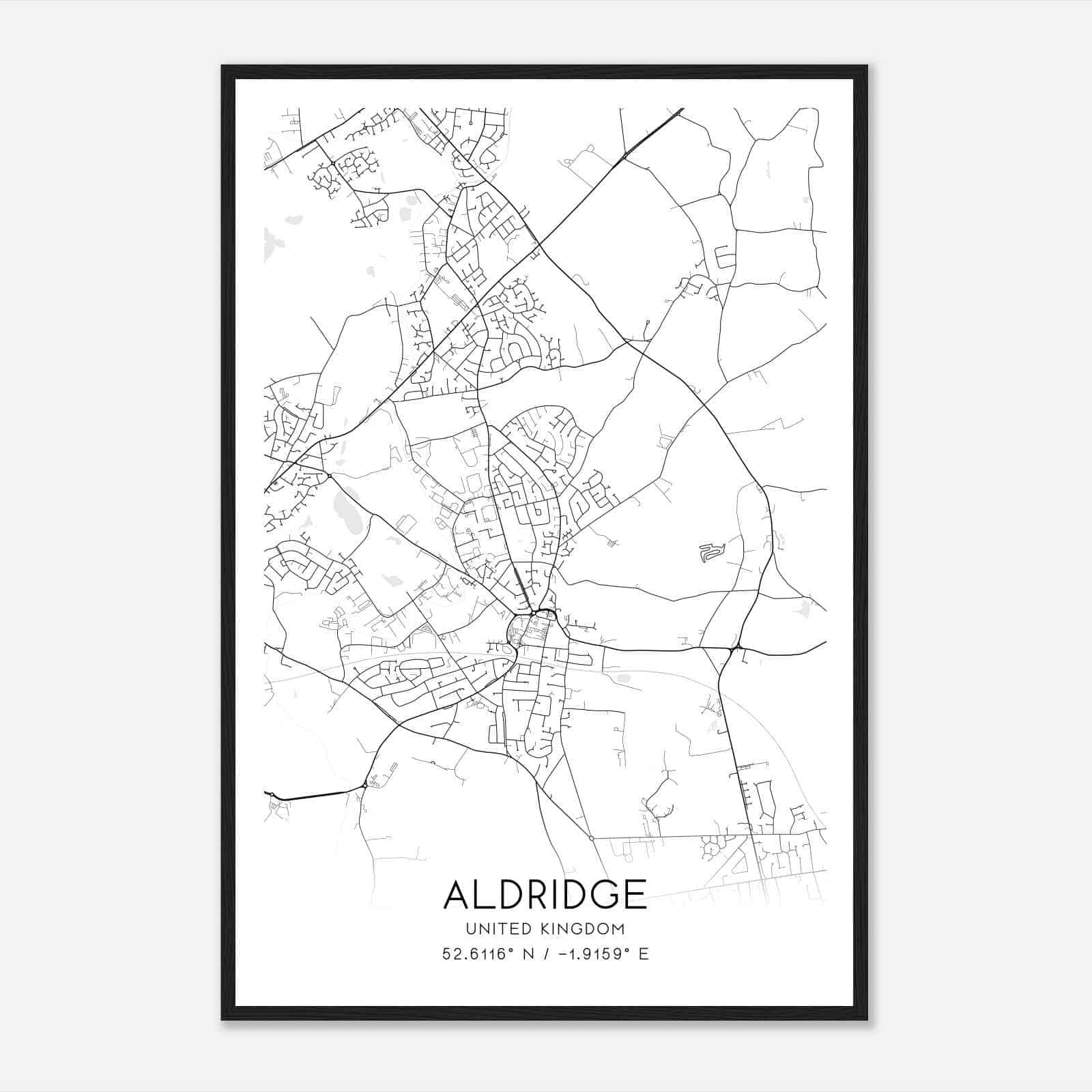 Aldridge United Kingdom Map Poster, Modern Home Decor Wall Art Print