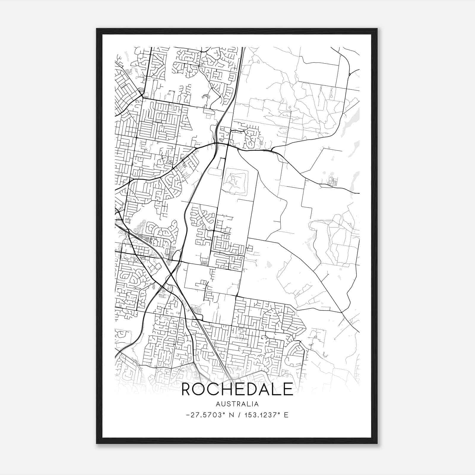 Rochedale Australia Map Poster, Modern Home Decor Wall Art Print