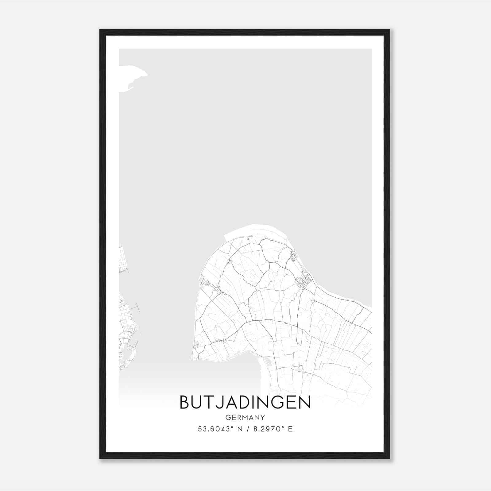 Butjadingen Germany Map Poster, Modern Home Decor Wall Art Print