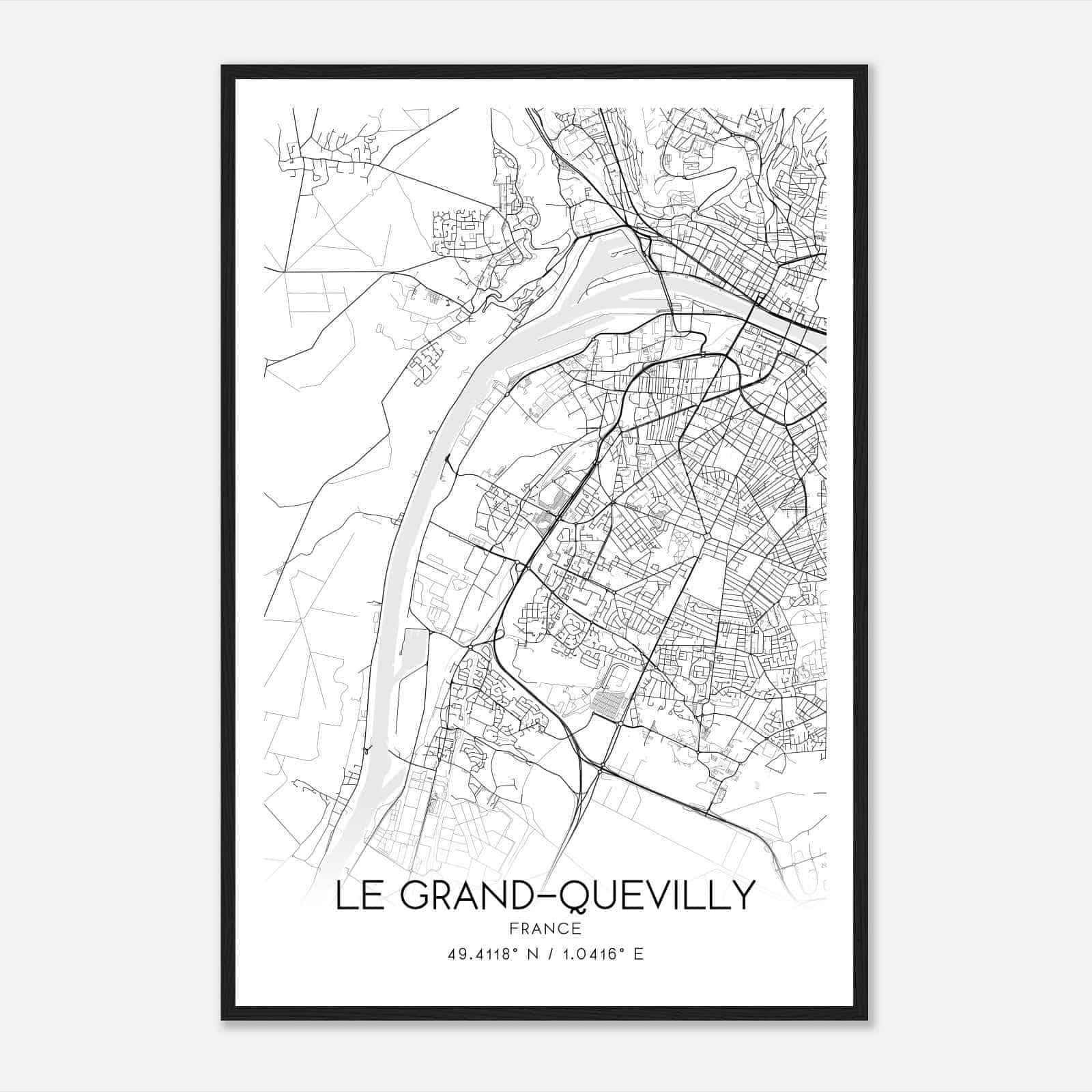Le Grand-Quevilly France Map Poster, Modern Home Decor Wall Art Print