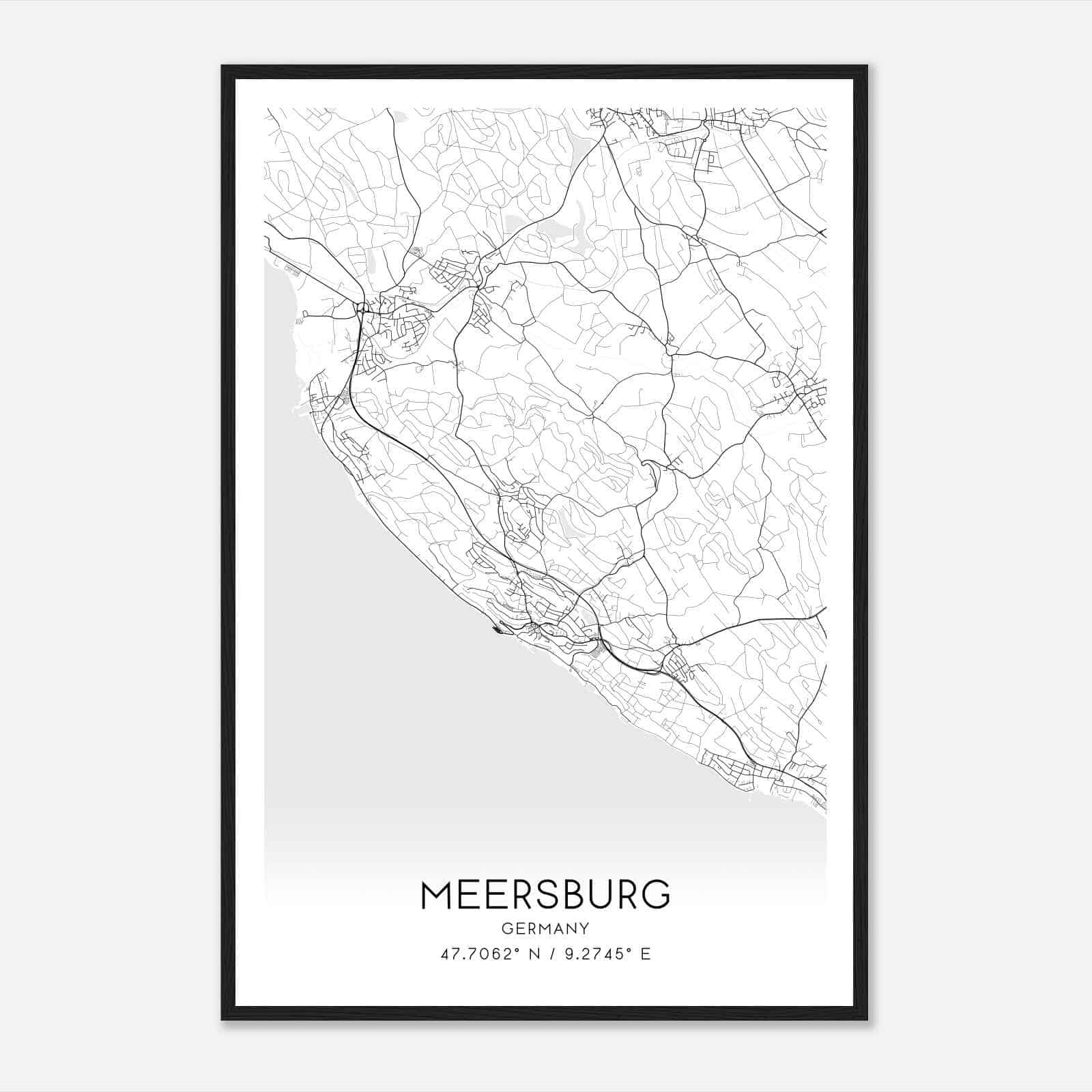 Meersburg Germany Map Poster, Modern Home Decor Wall Art Print
