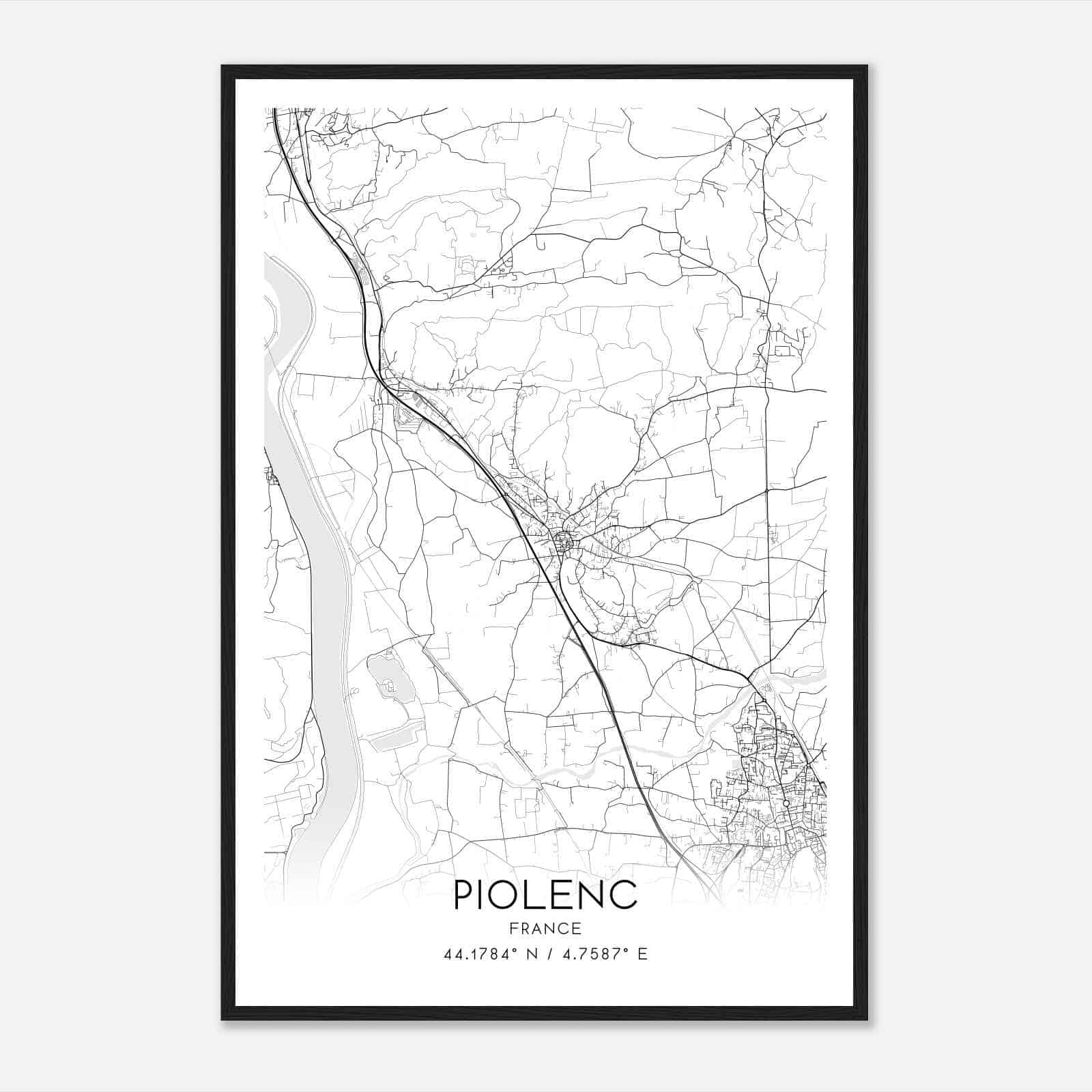 Piolenc France Map Poster, Modern Home Decor Wall Art Print