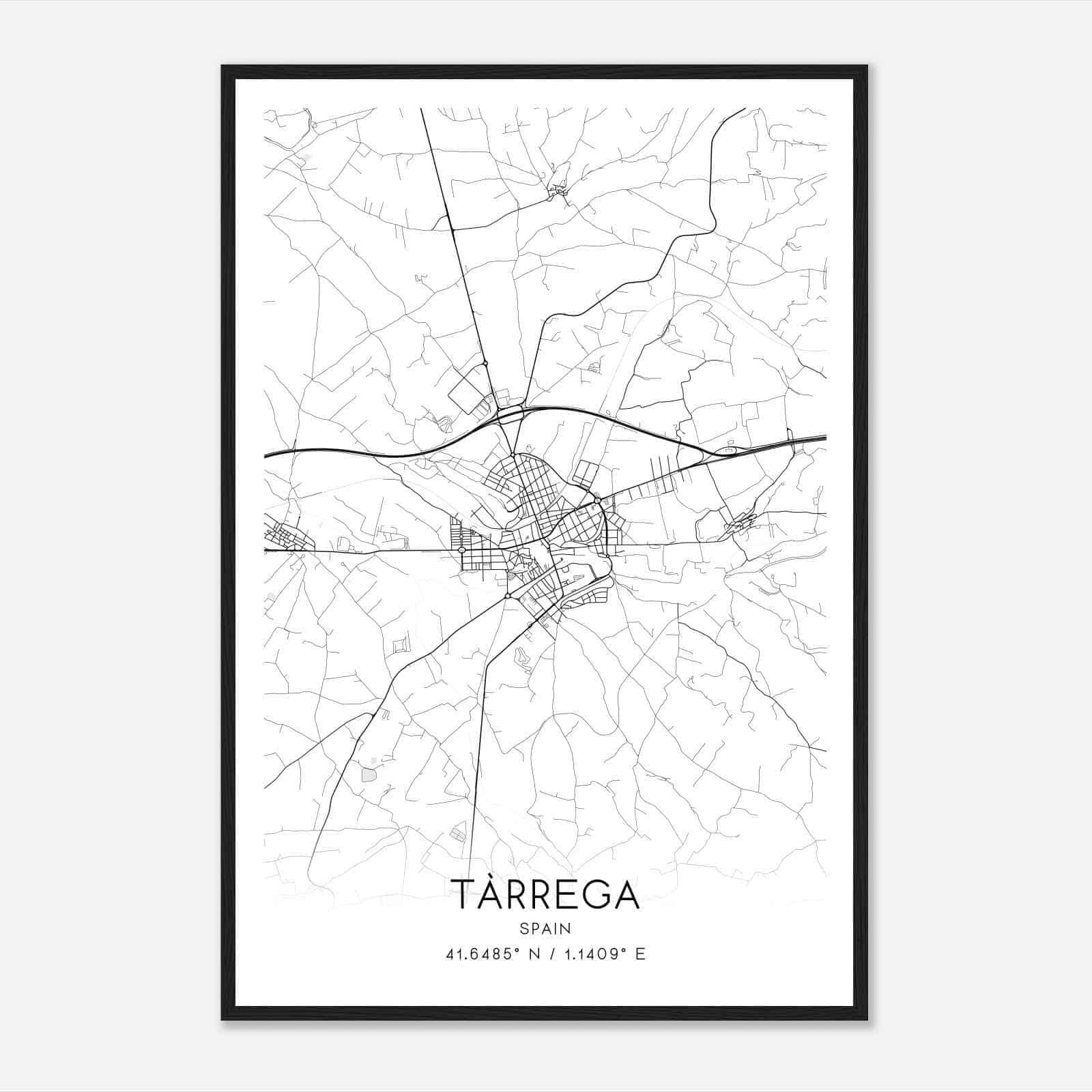 Tarrega Spain Map Poster, Modern Home Decor Wall Art Print