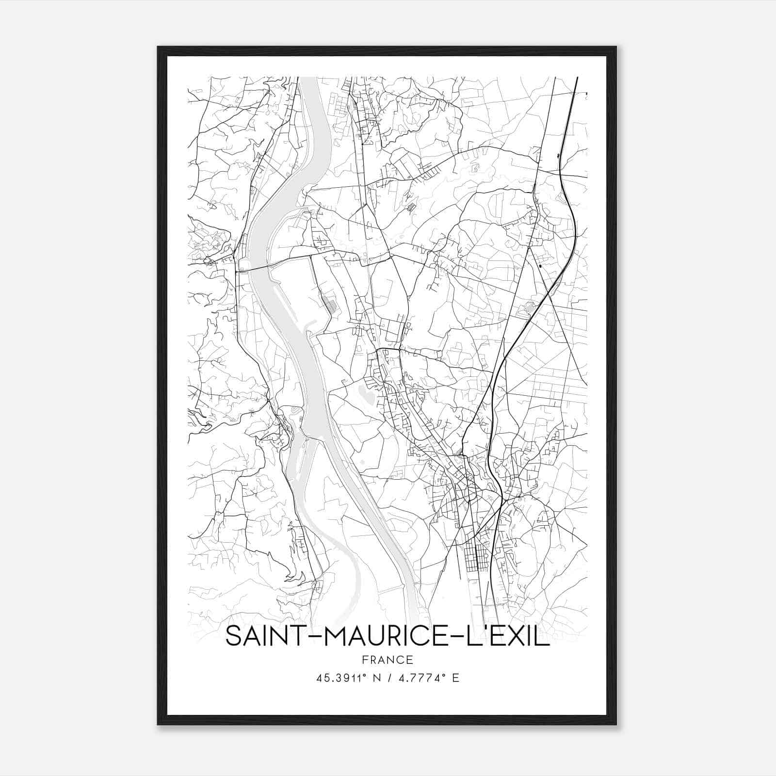 Saint-Maurice-l’Exil France Map Poster, Modern Home Decor Wall Art Print
