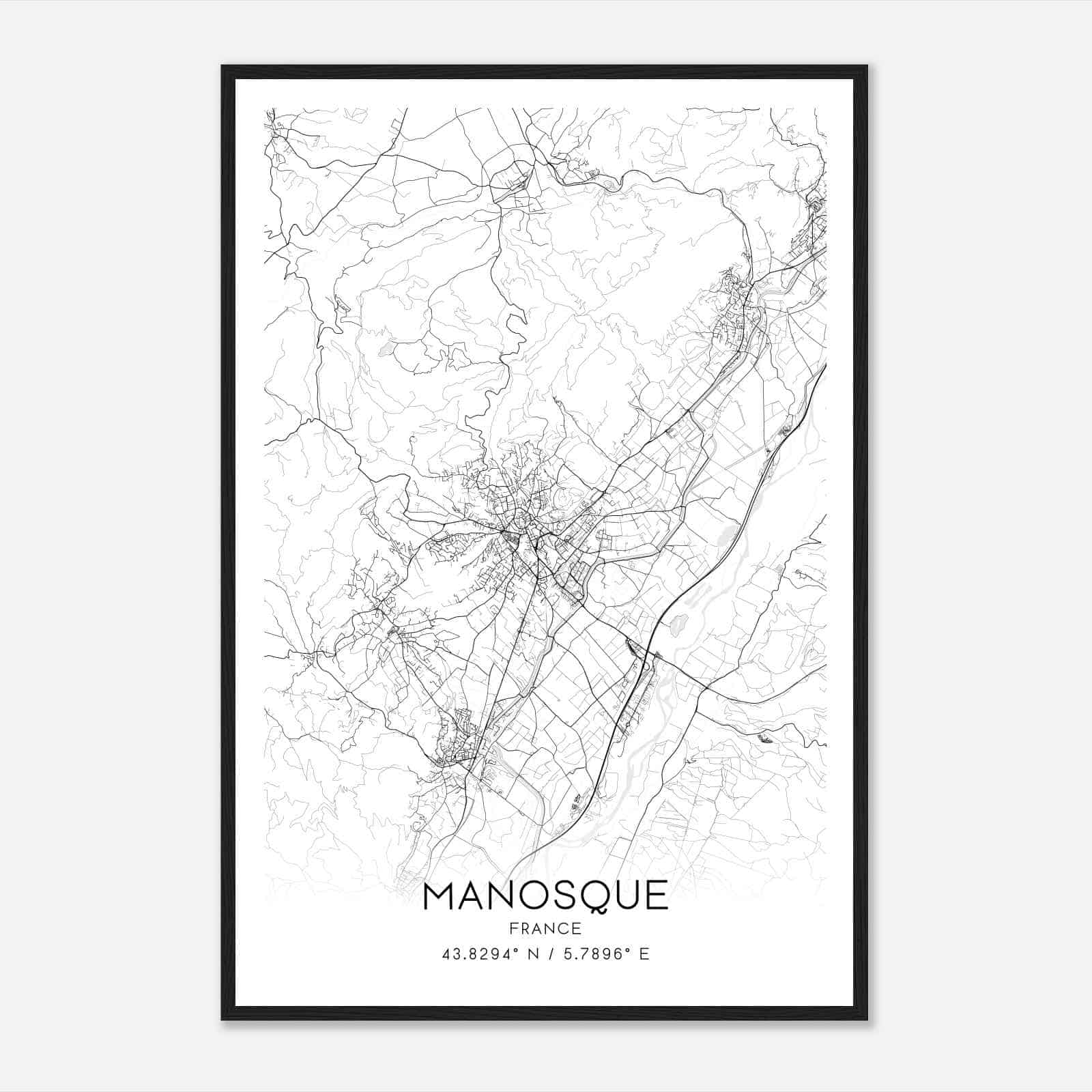 Manosque France Map Poster, Modern Home Decor Wall Art Print