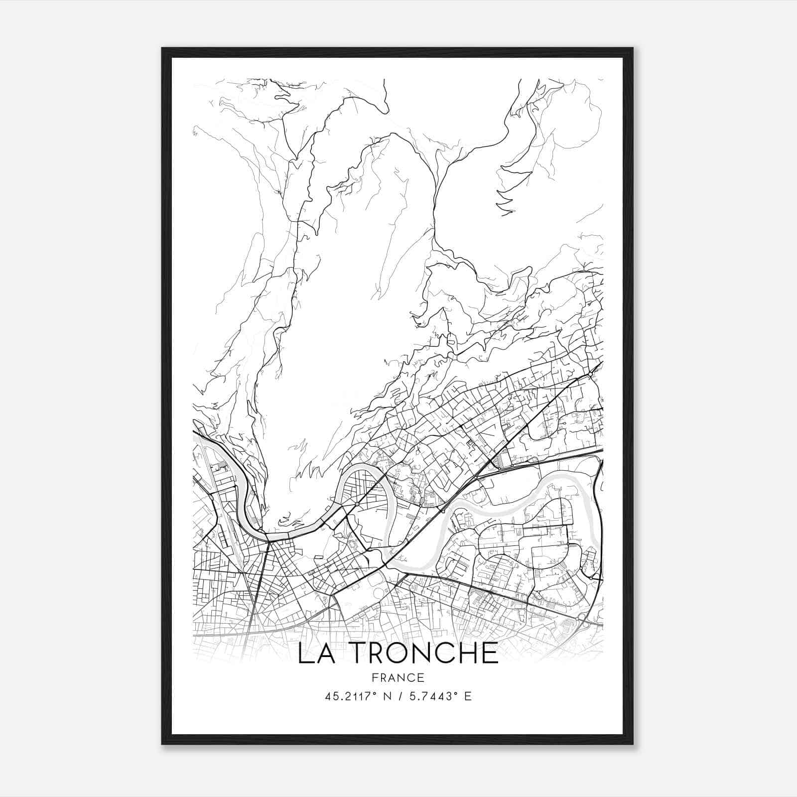 La Tronche France Map Poster, Modern Home Decor Wall Art Print