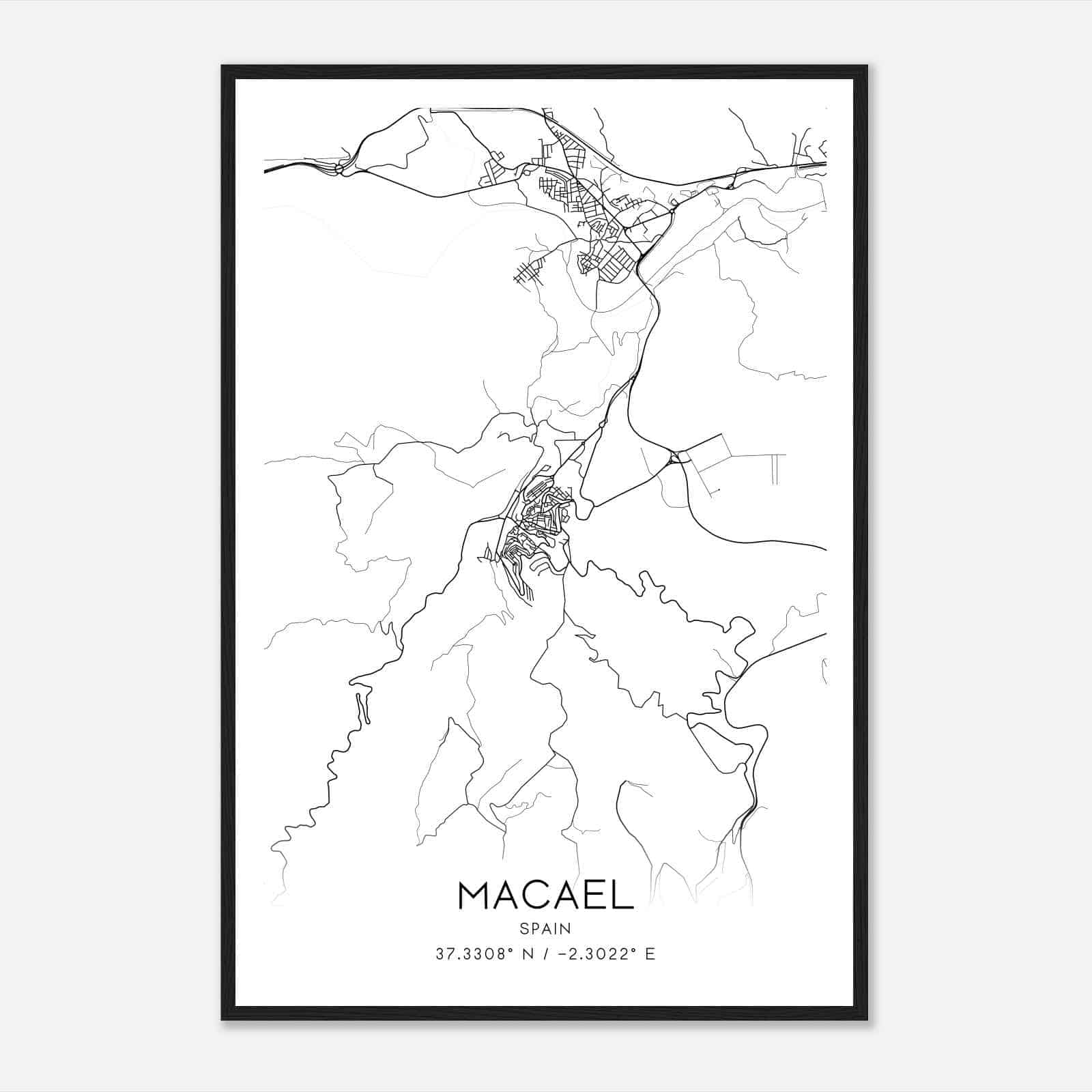 Macael Spain Map Poster, Modern Home Decor Wall Art Print