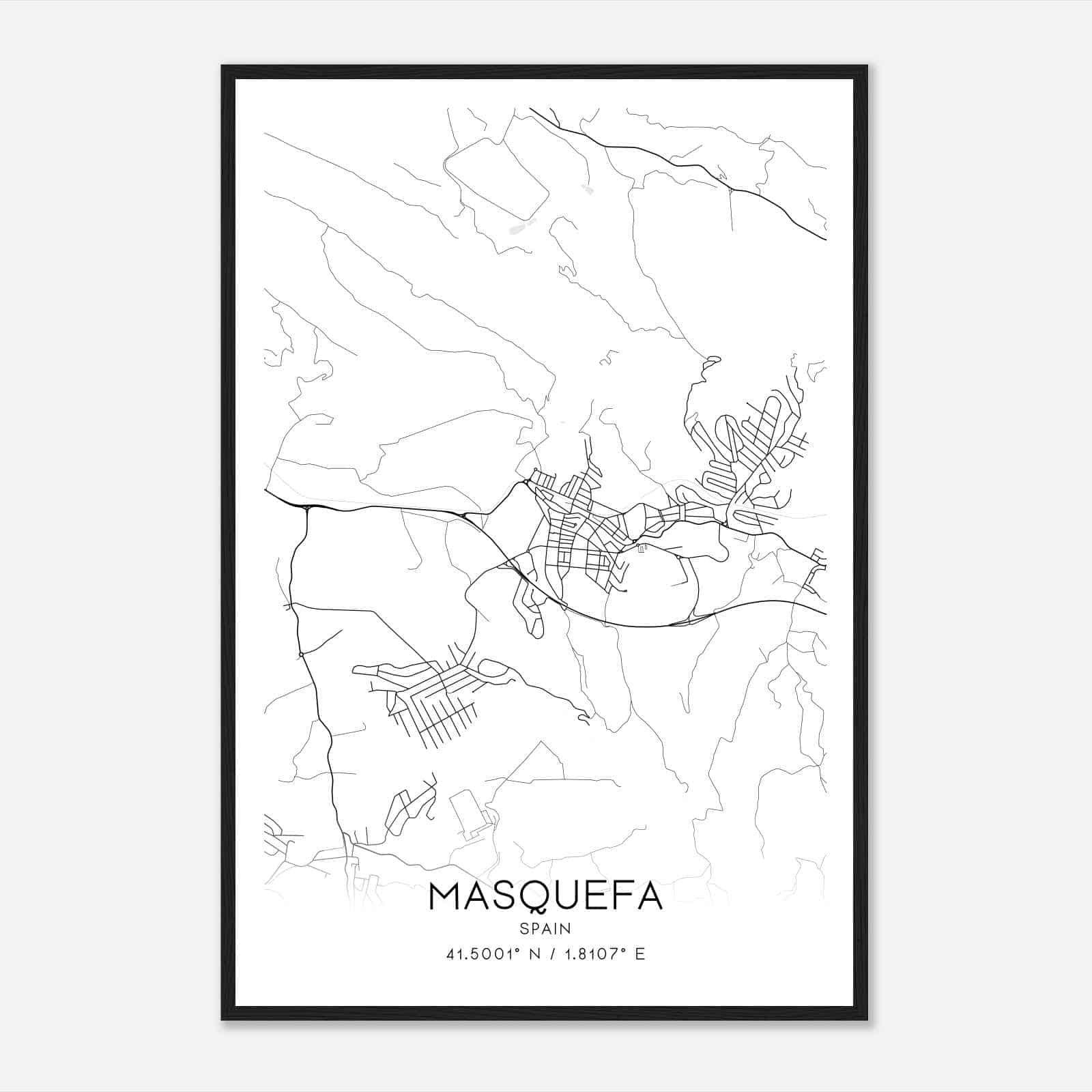 Masquefa Spain Map Poster, Modern Home Decor Wall Art Print