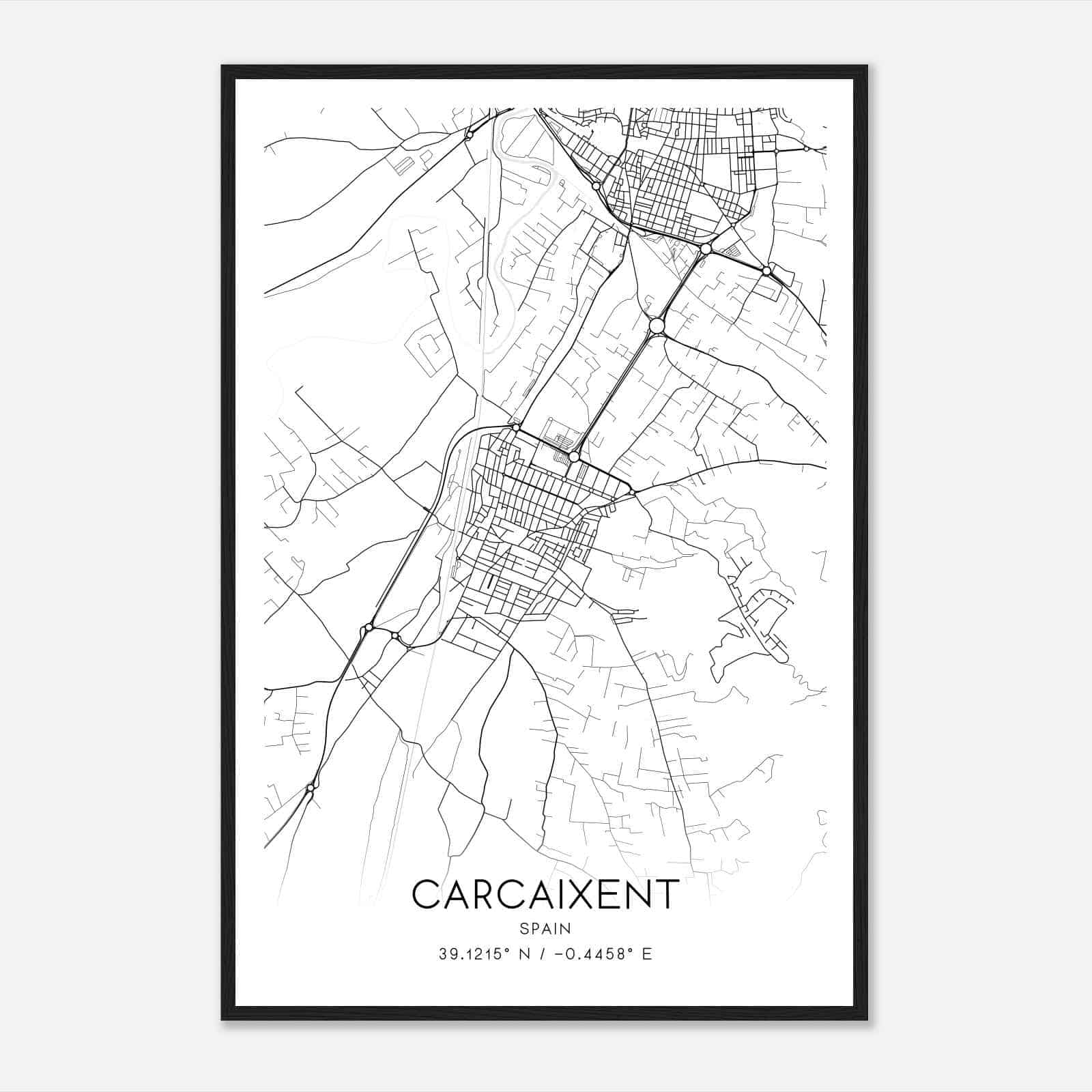 Carcagente Spain Map Poster, Modern Home Decor Wall Art Print