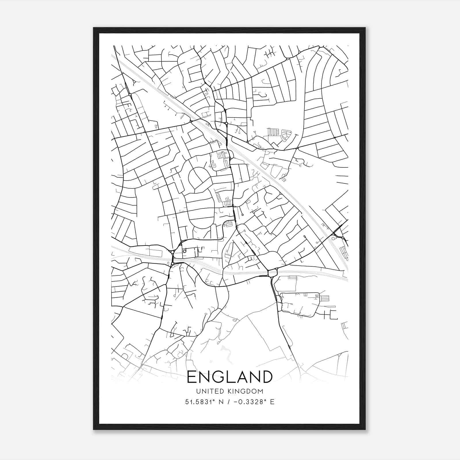 Greenhill United Kingdom Map Poster, Modern Home Decor Wall Art Print