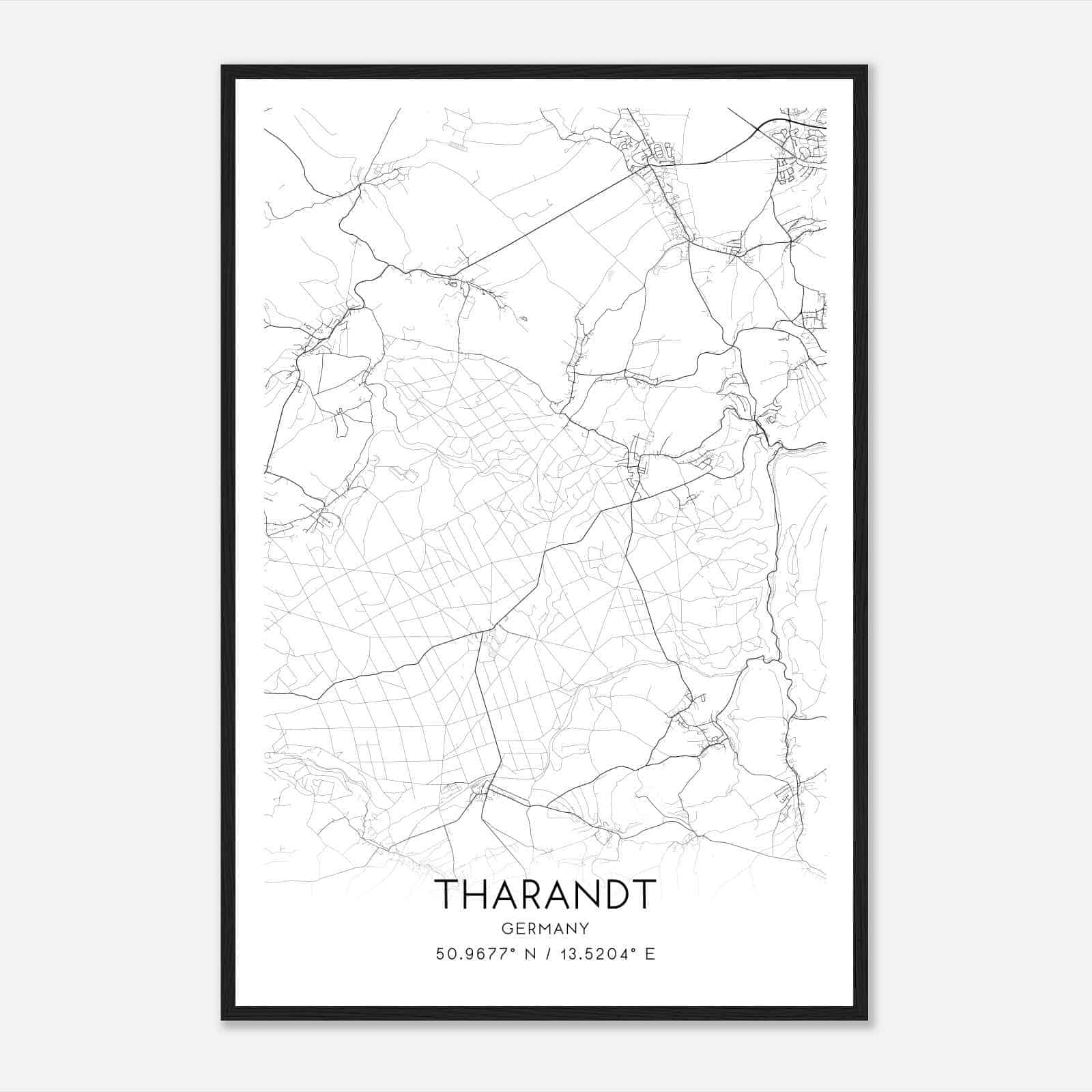 Tharandt Germany Map Poster, Modern Home Decor Wall Art Print