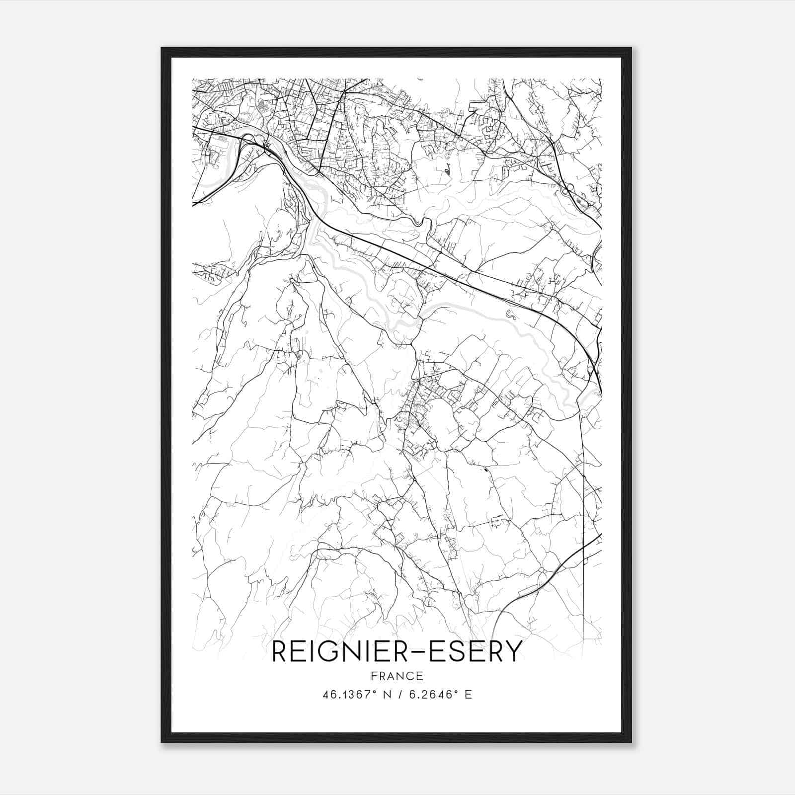 Reignier France Map Poster, Modern Home Decor Wall Art Print