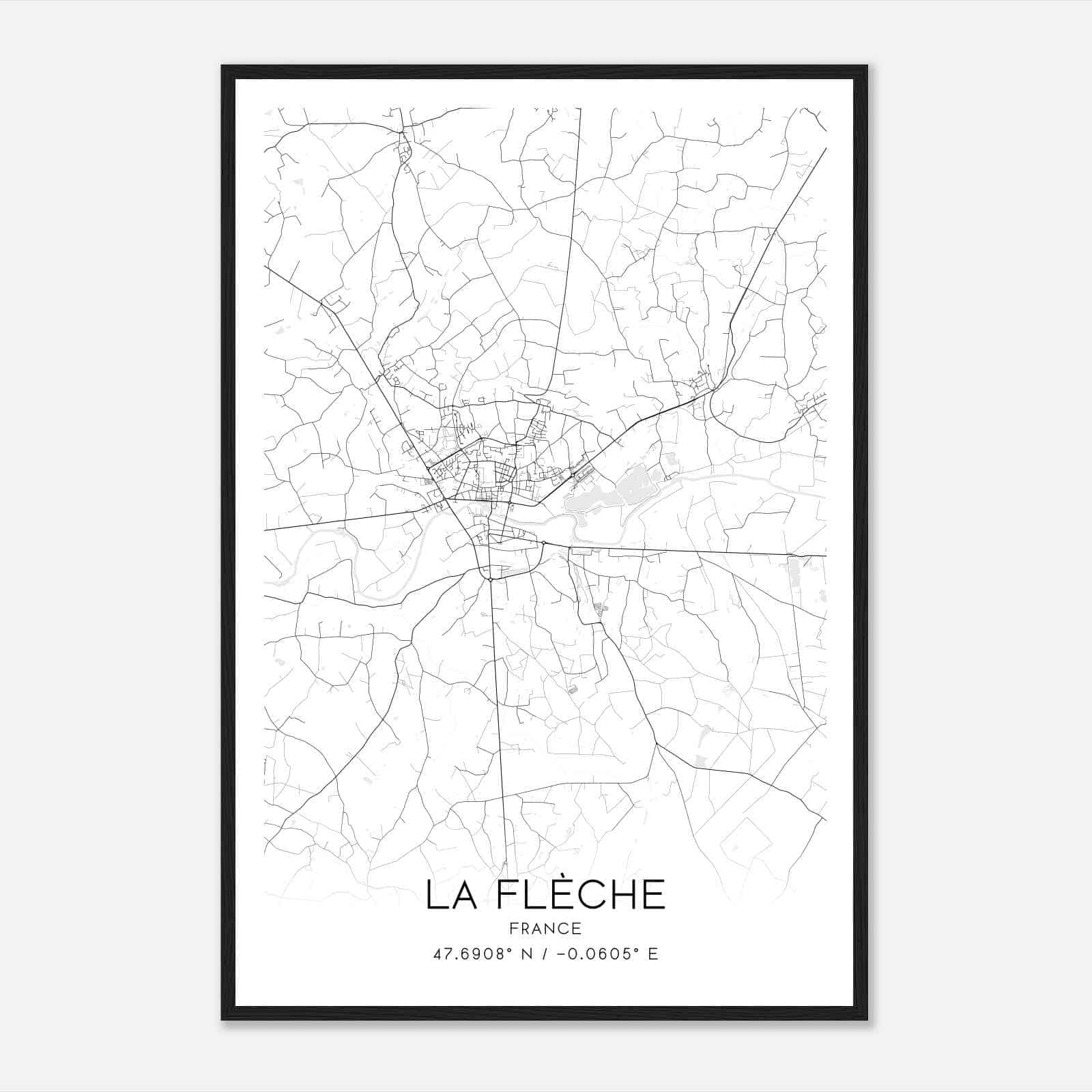 La Fleche France Map Poster, Modern Home Decor Wall Art Print