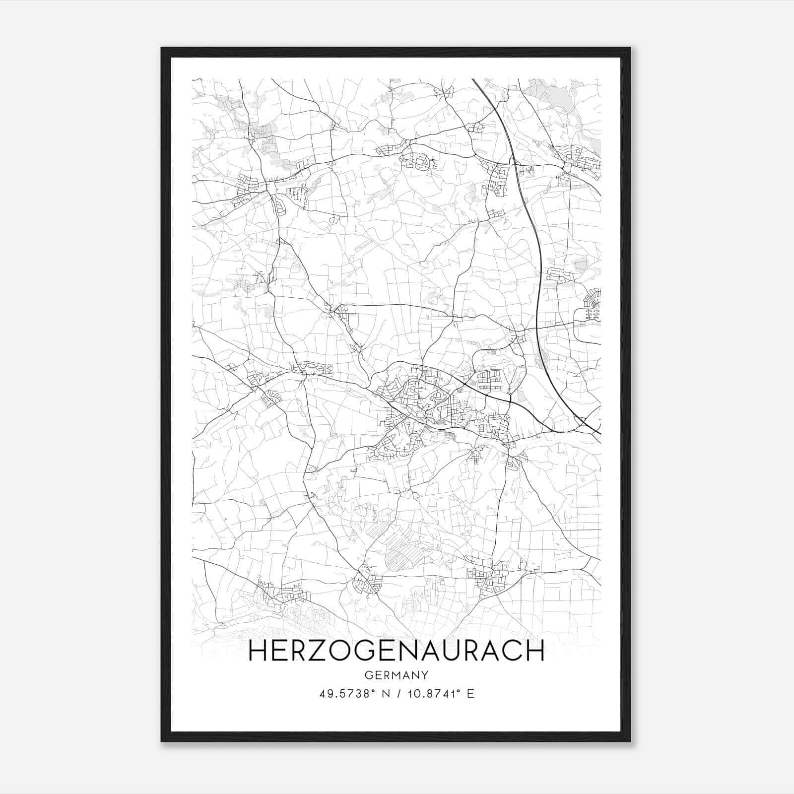 Herzogenaurach Germany Map Poster, Modern Home Decor Wall Art Print