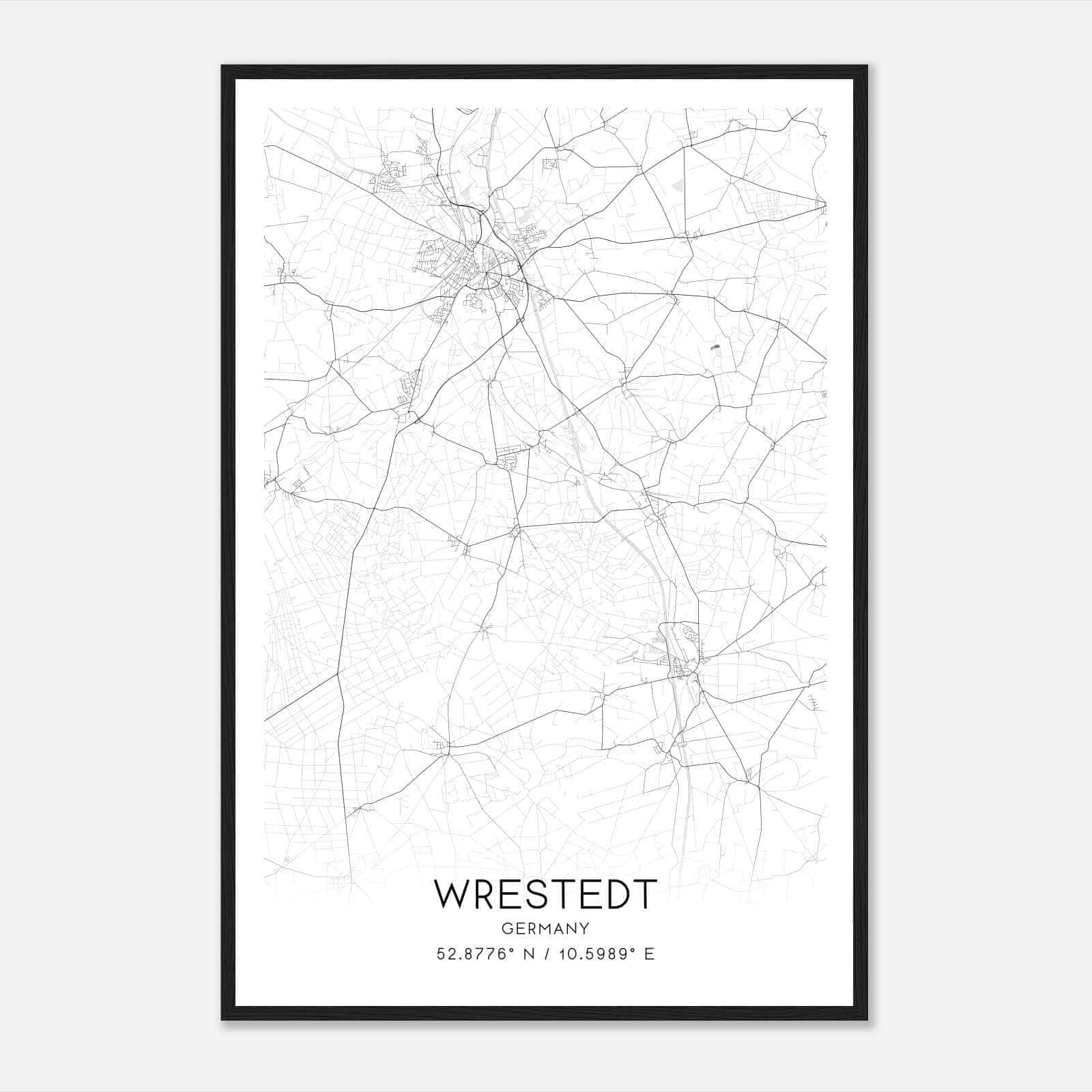 Wrestedt Germany Map Poster, Modern Home Decor Wall Art Print