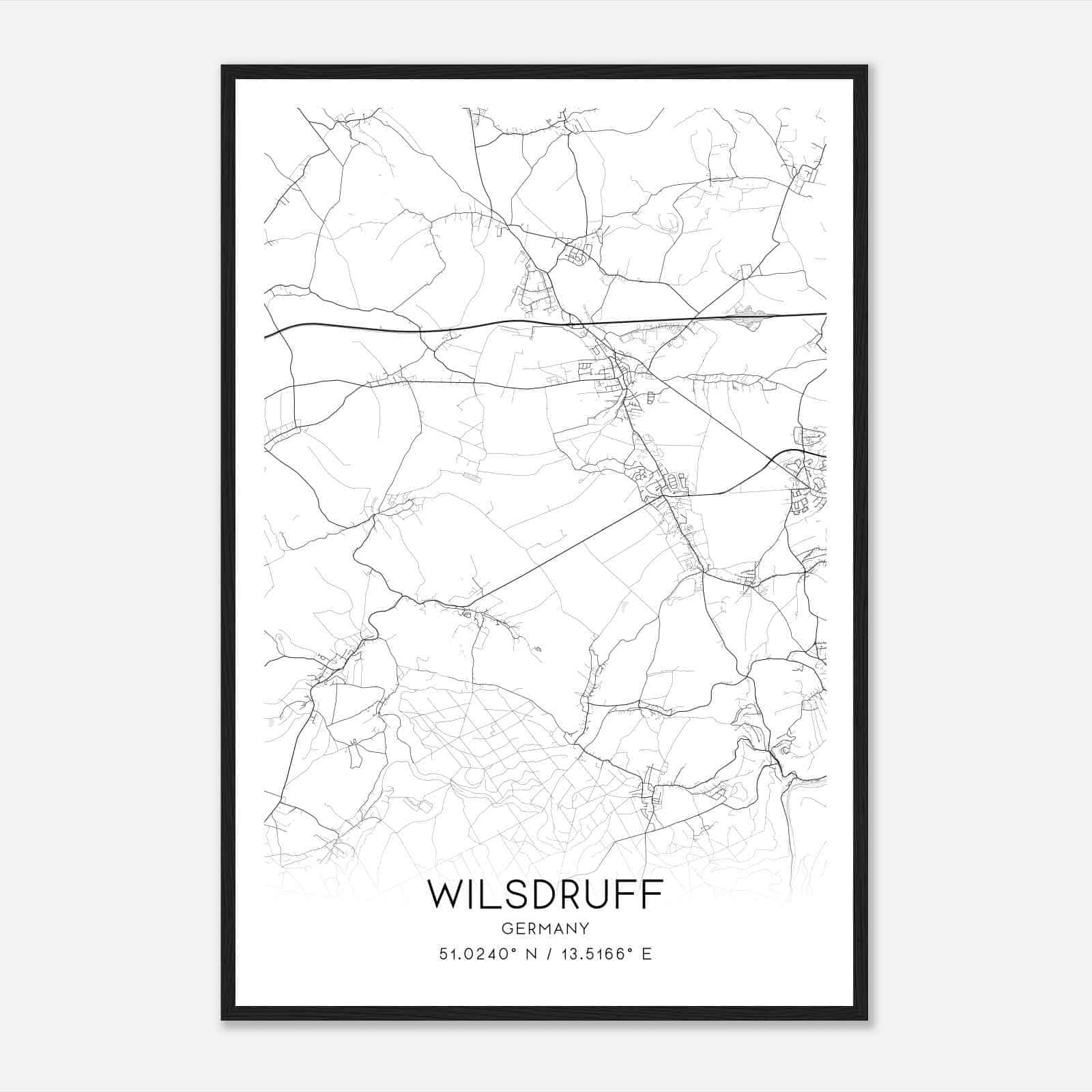 Wilsdruff Germany Map Poster, Modern Home Decor Wall Art Print