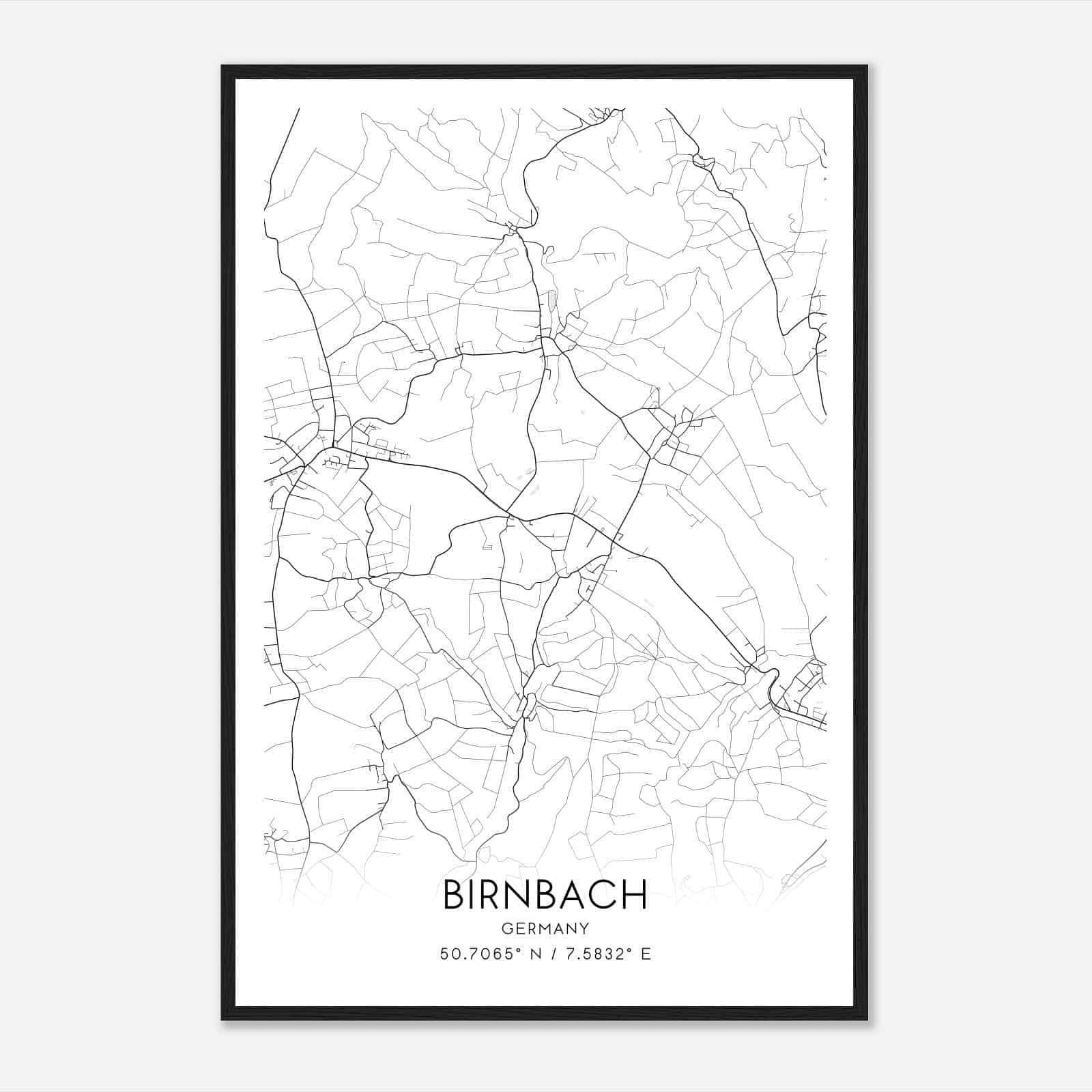 Birnbach Germany Map Poster, Modern Home Decor Wall Art Print