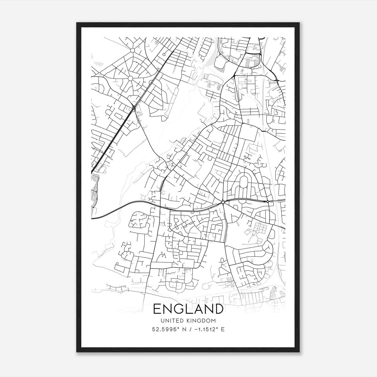 Aylestone United Kingdom Map Poster, Modern Home Decor Wall Art Print