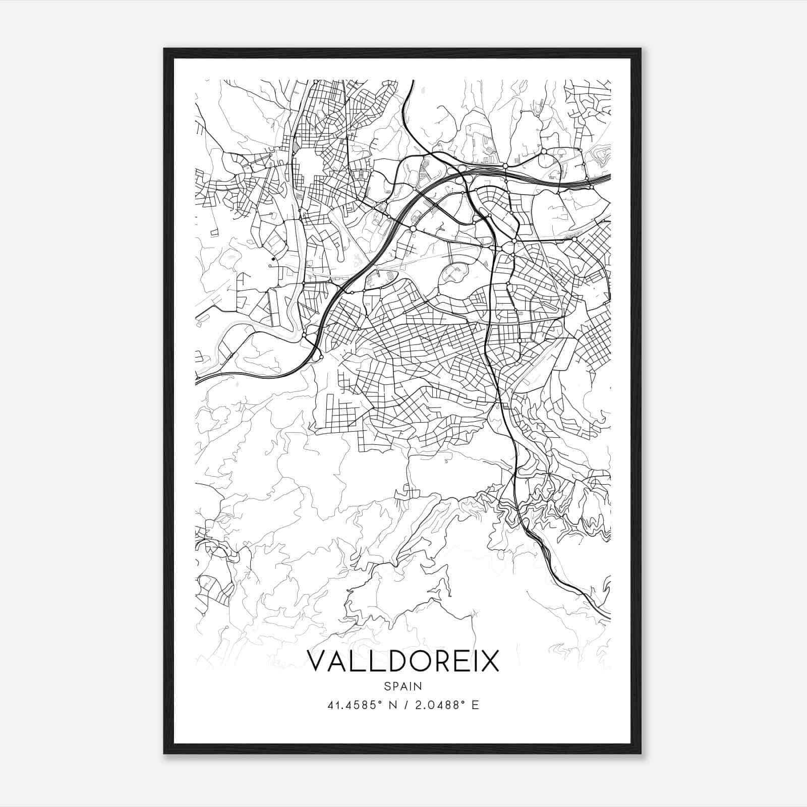 Valldoreix Spain Map Poster, Modern Home Decor Wall Art Print
