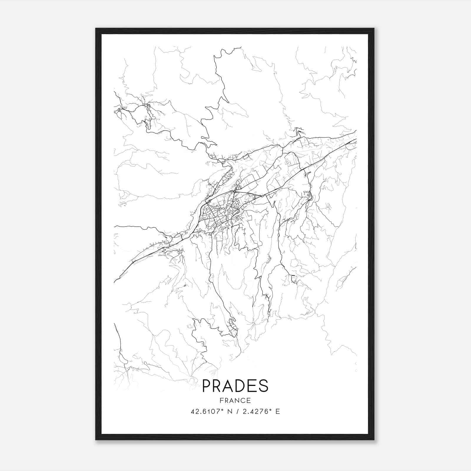 Prades France Map Poster, Modern Home Decor Wall Art Print