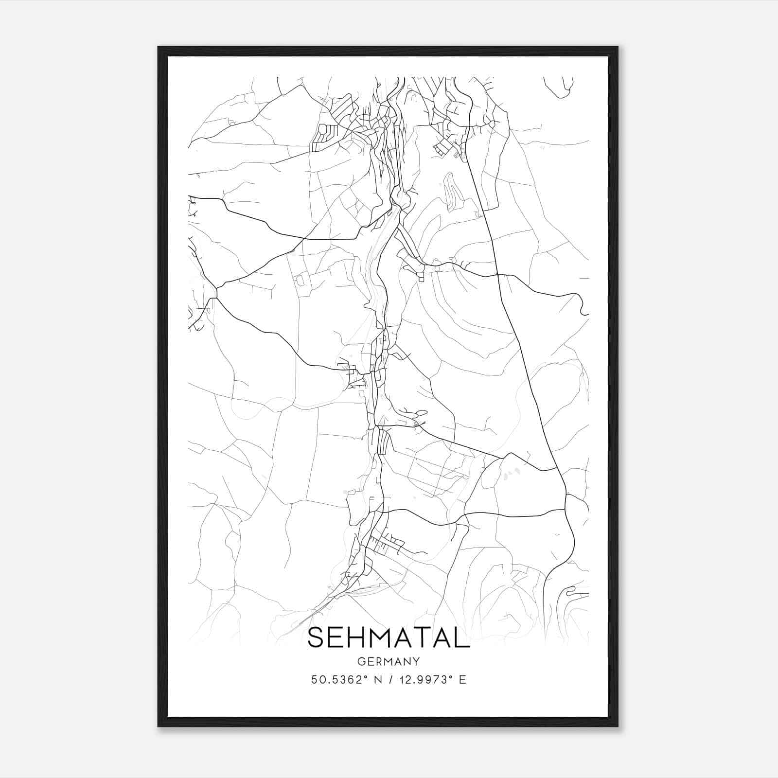 Sehma Germany Map Poster, Modern Home Decor Wall Art Print