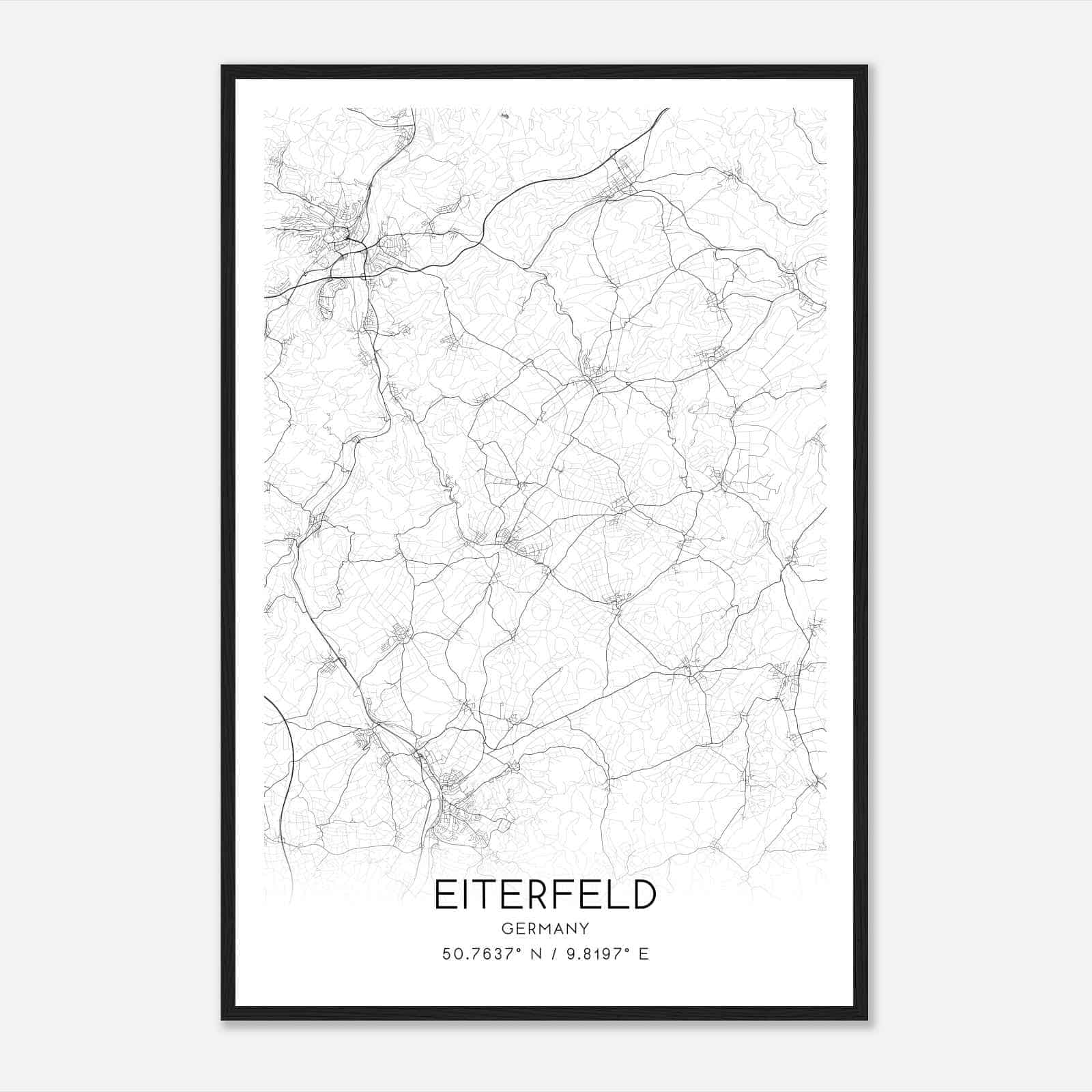 Eiterfeld Germany Map Poster, Modern Home Decor Wall Art Print
