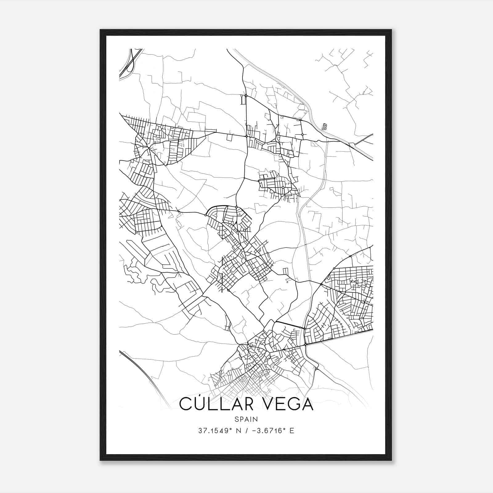 Cullar-Vega Spain Map Poster, Modern Home Decor Wall Art Print