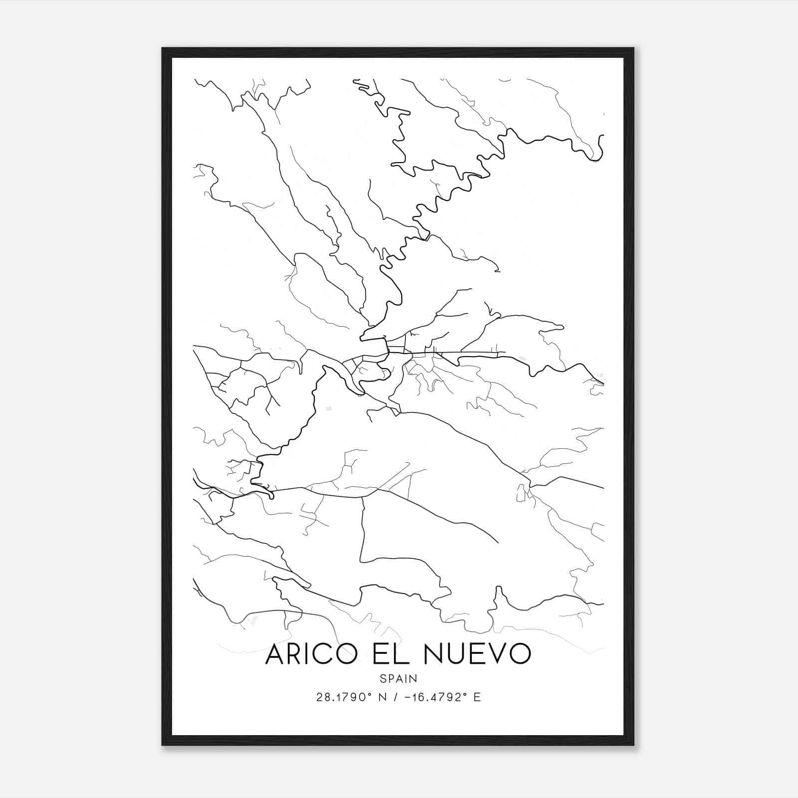 Arico el Nuevo Spain Map Poster, Modern Home Decor Wall Art Print