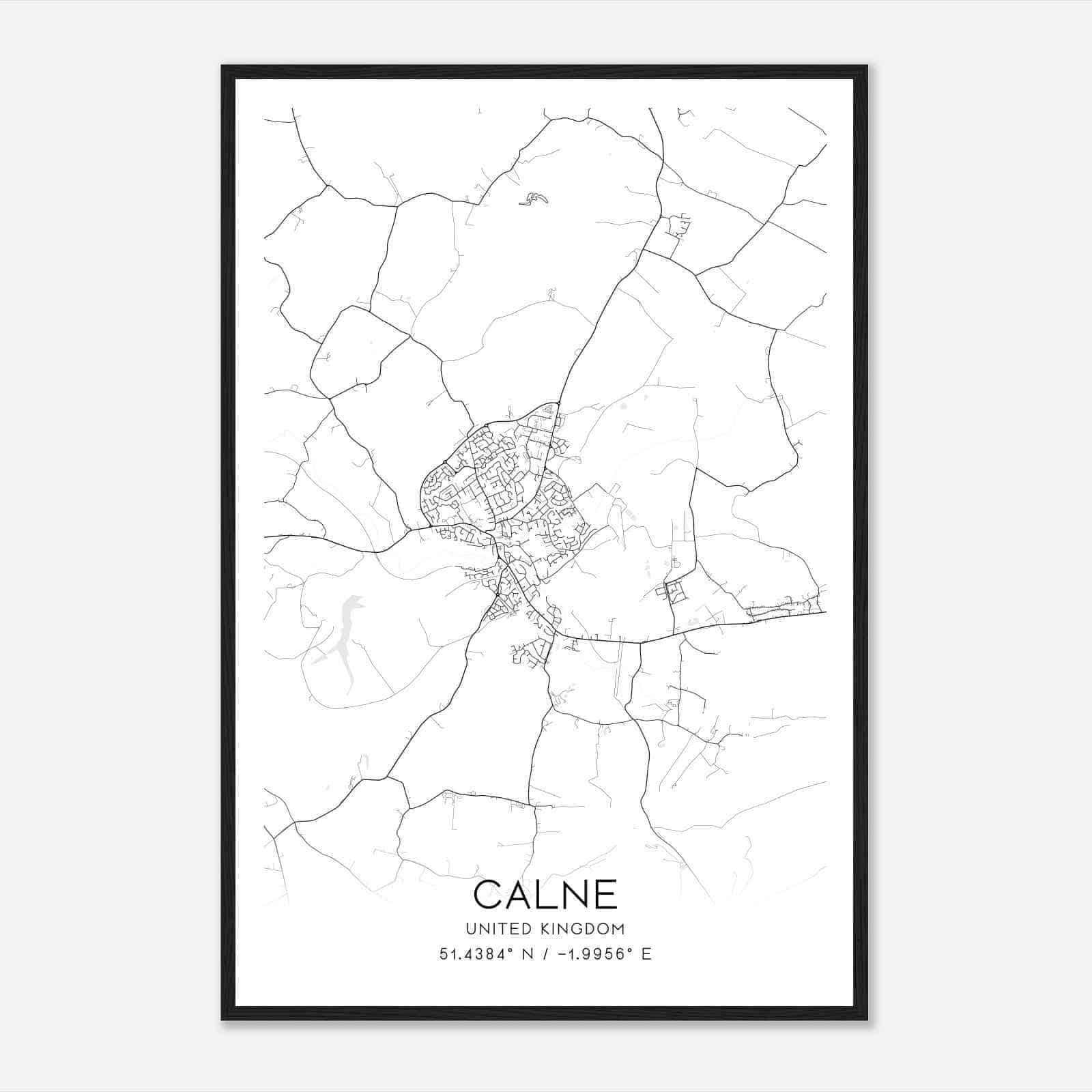 Calne United Kingdom Map Poster, Modern Home Decor Wall Art Print