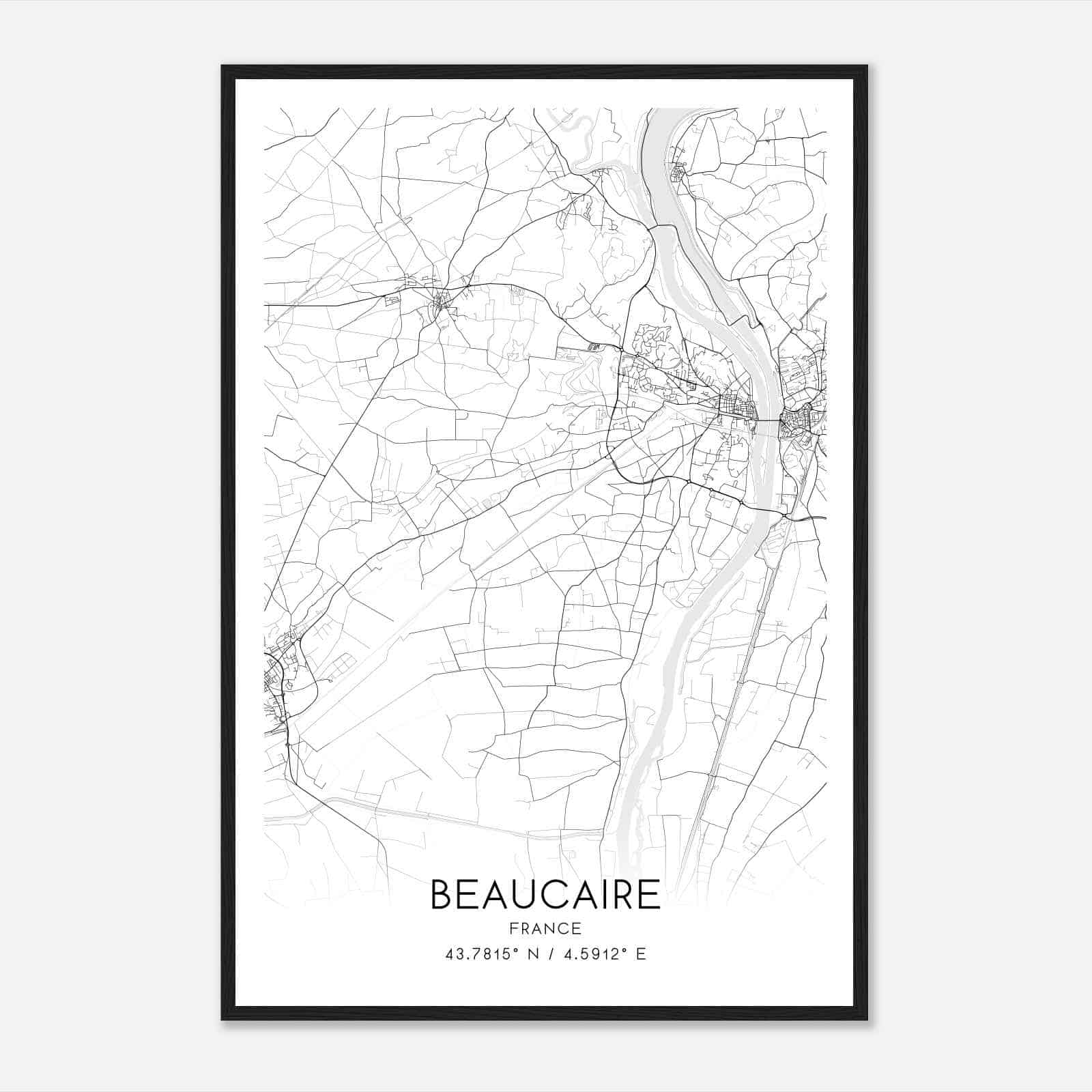 Beaucaire France Map Poster, Modern Home Decor Wall Art Print