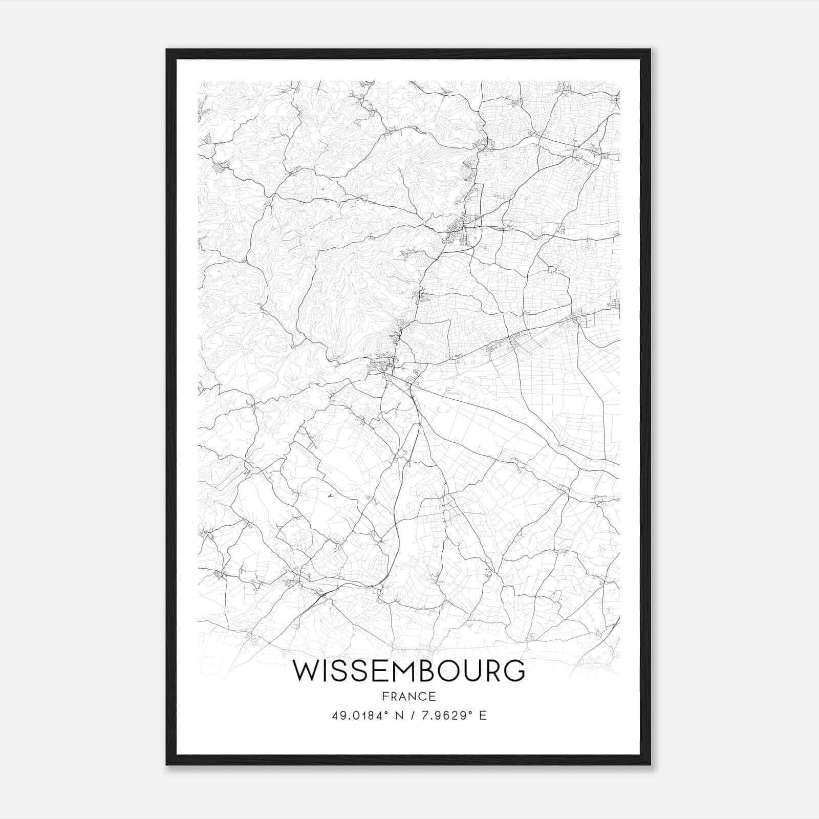 Wissembourg France Map Poster, Modern Home Decor Wall Art Print