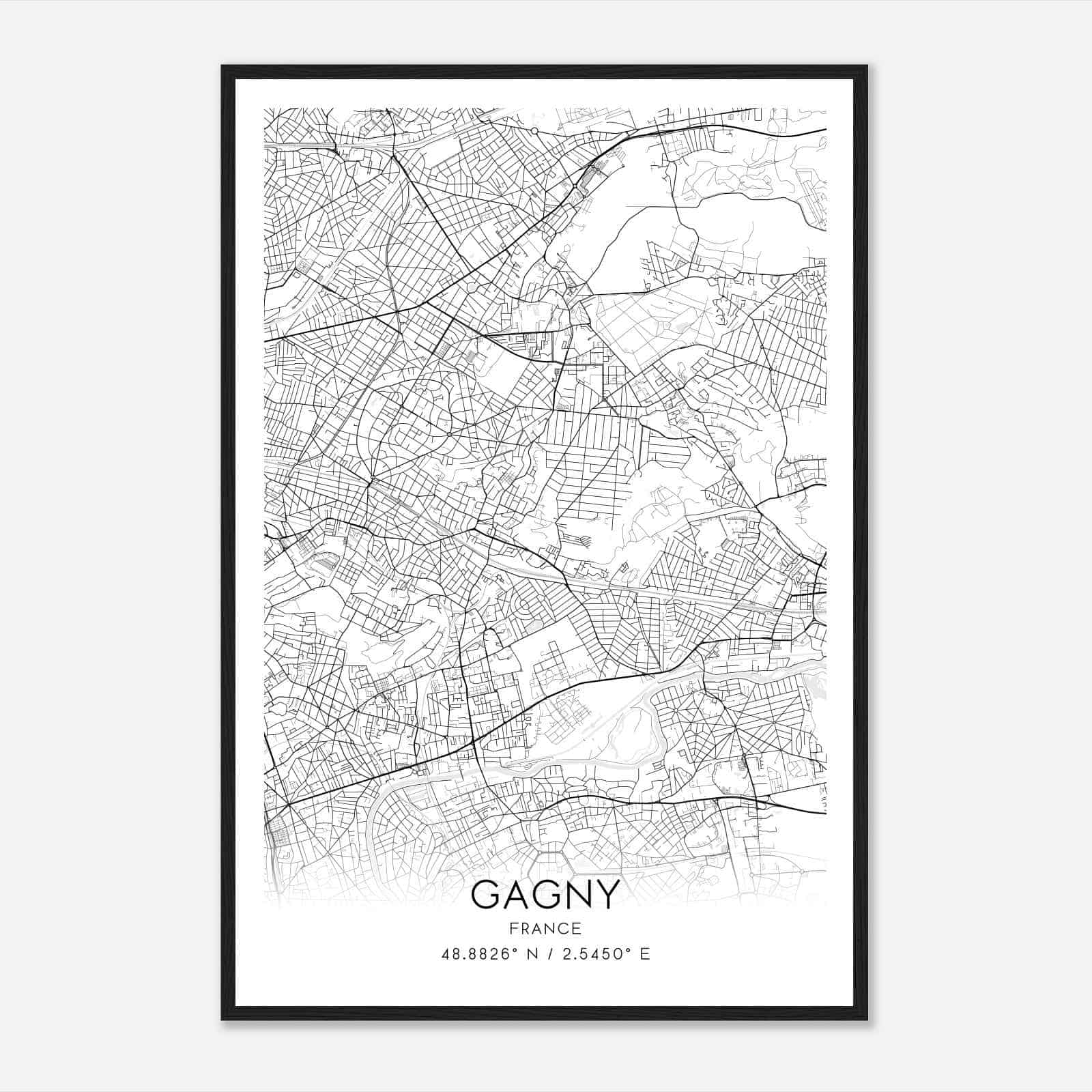 Gagny France Map Poster, Modern Home Decor Wall Art Print Gagny France Map Poster, Modern Home Decor Wall Art Print